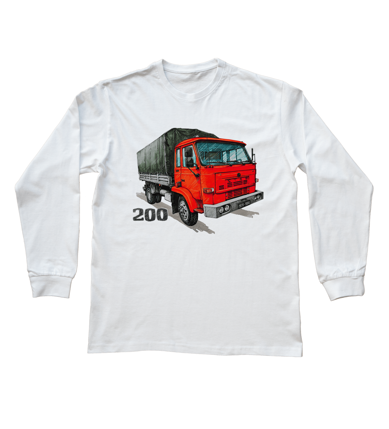 Star 200 — bluzka z długim rękawem (Rozmiar: L (dorosła); Kolor koszulki: biały; Rodzaj nadruku: Star 200)