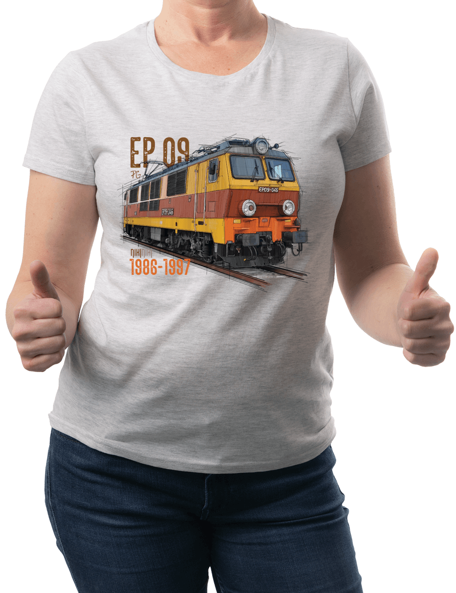 EP09 Dziewiątka — koszulka (Kolor koszulki: jasnoszary melanż; Rozmiar: XL (damska); Rodzaj nadruku: EP09 Dziewiątka)