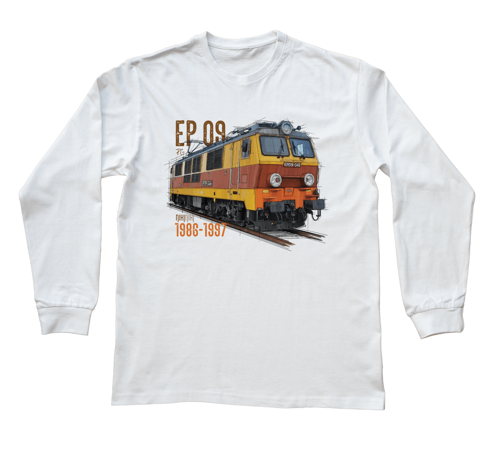 EP09 Dziewiątka — bluzka z długim rękawem (Rozmiar: 3XL (dorosła); Kolor koszulki: biały; Rodzaj nadruku: EP09 Dziewiątka)