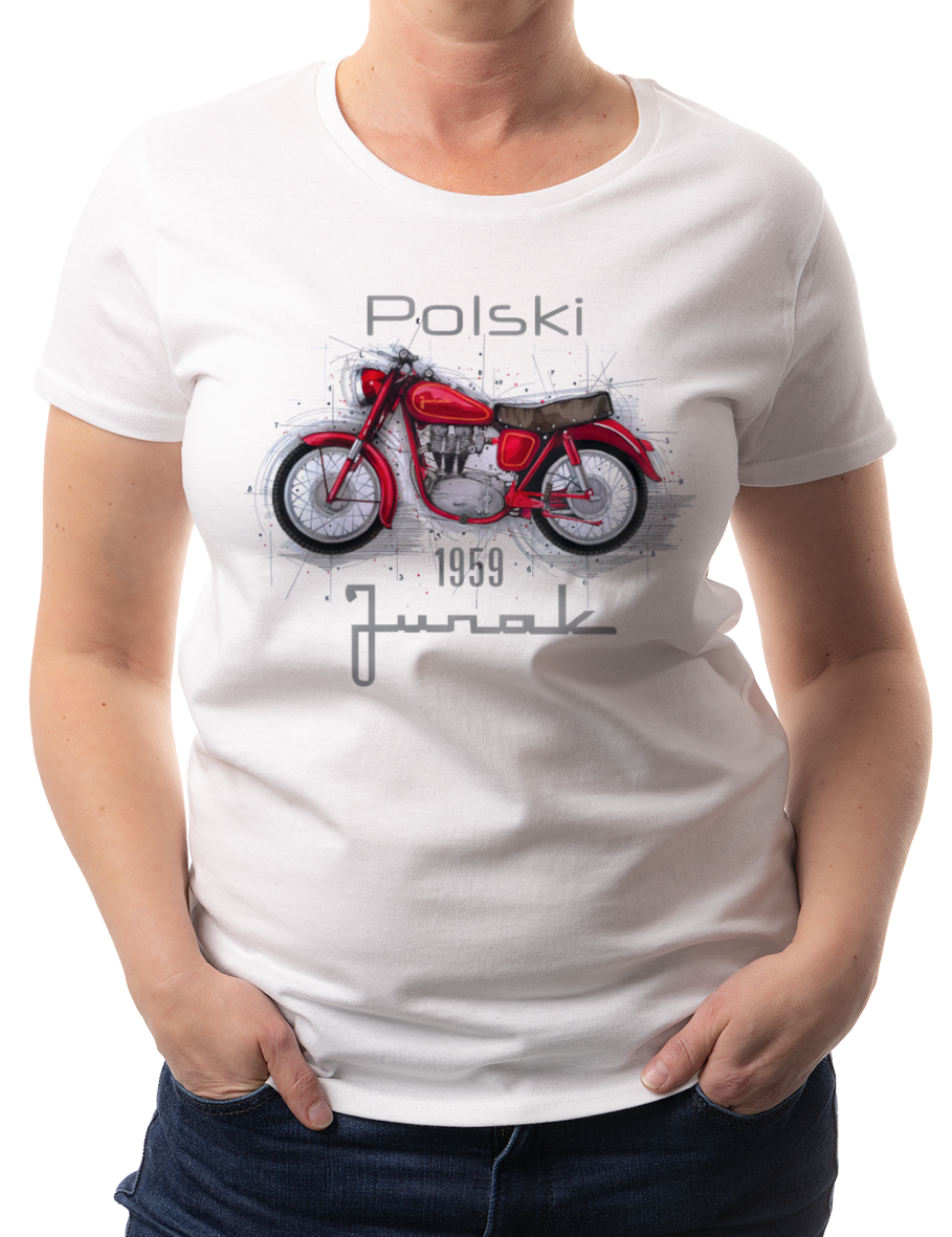 Junak — koszulka (Kolor koszulki: biały; Rozmiar: XXL (damska); Rodzaj nadruku: Junak)