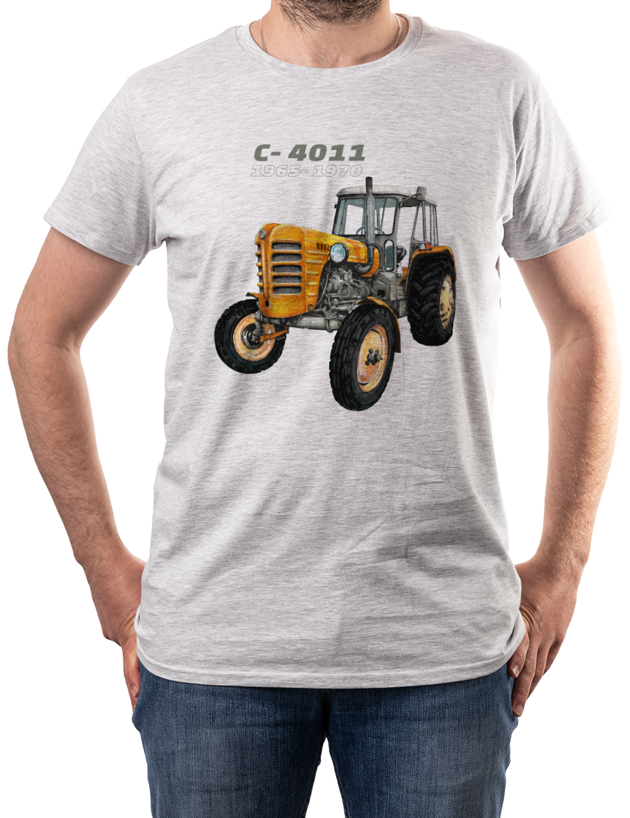 Ursus C-4011 — koszulka (Kolor koszulki: jasnoszary melanż; Rozmiar: 5XL (męska); Rodzaj nadruku: Ursus C-4011)