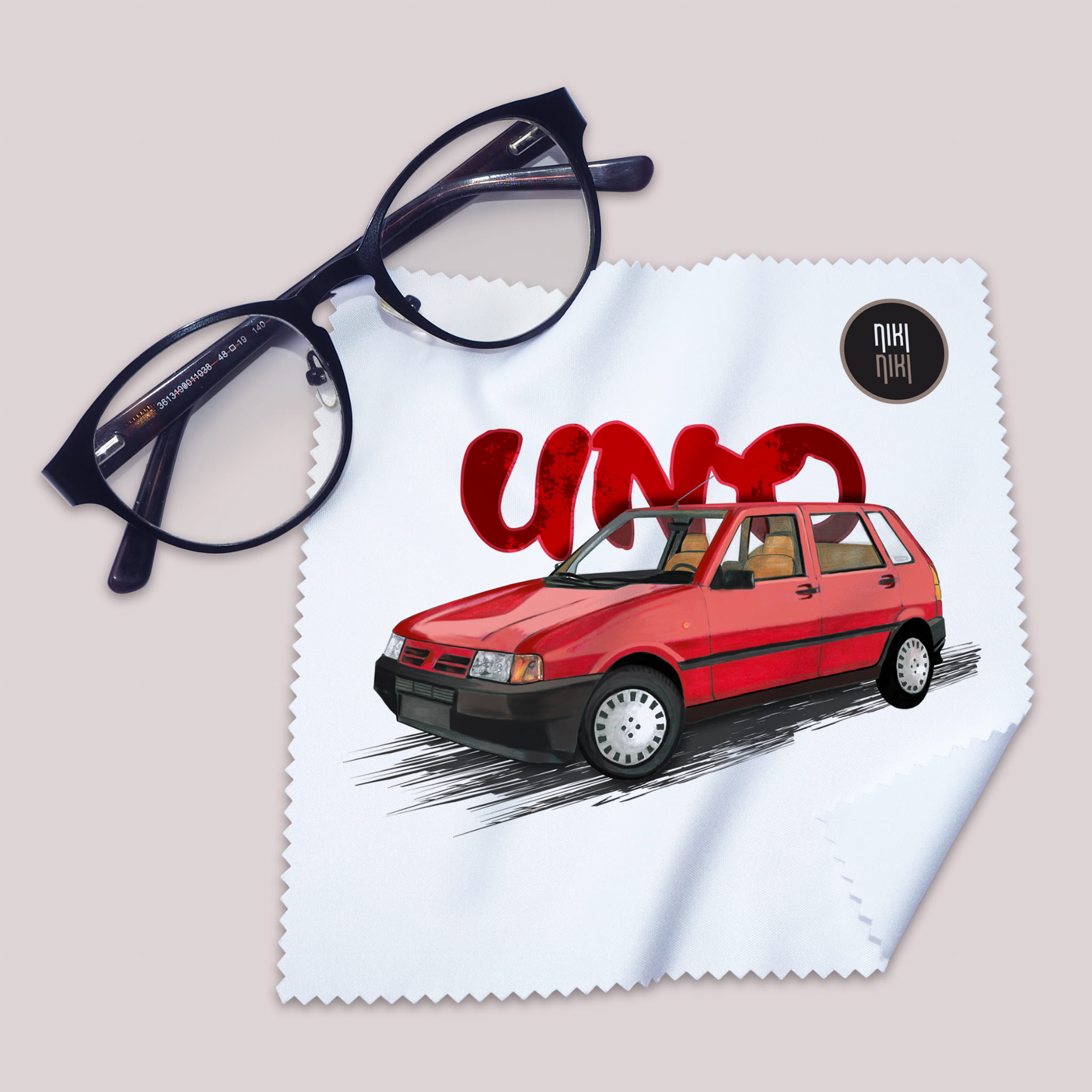 Fiat Uno — ściereczka (Kolor nadruku: czerwony; Rodzaj nadruku: Fiat Uno)