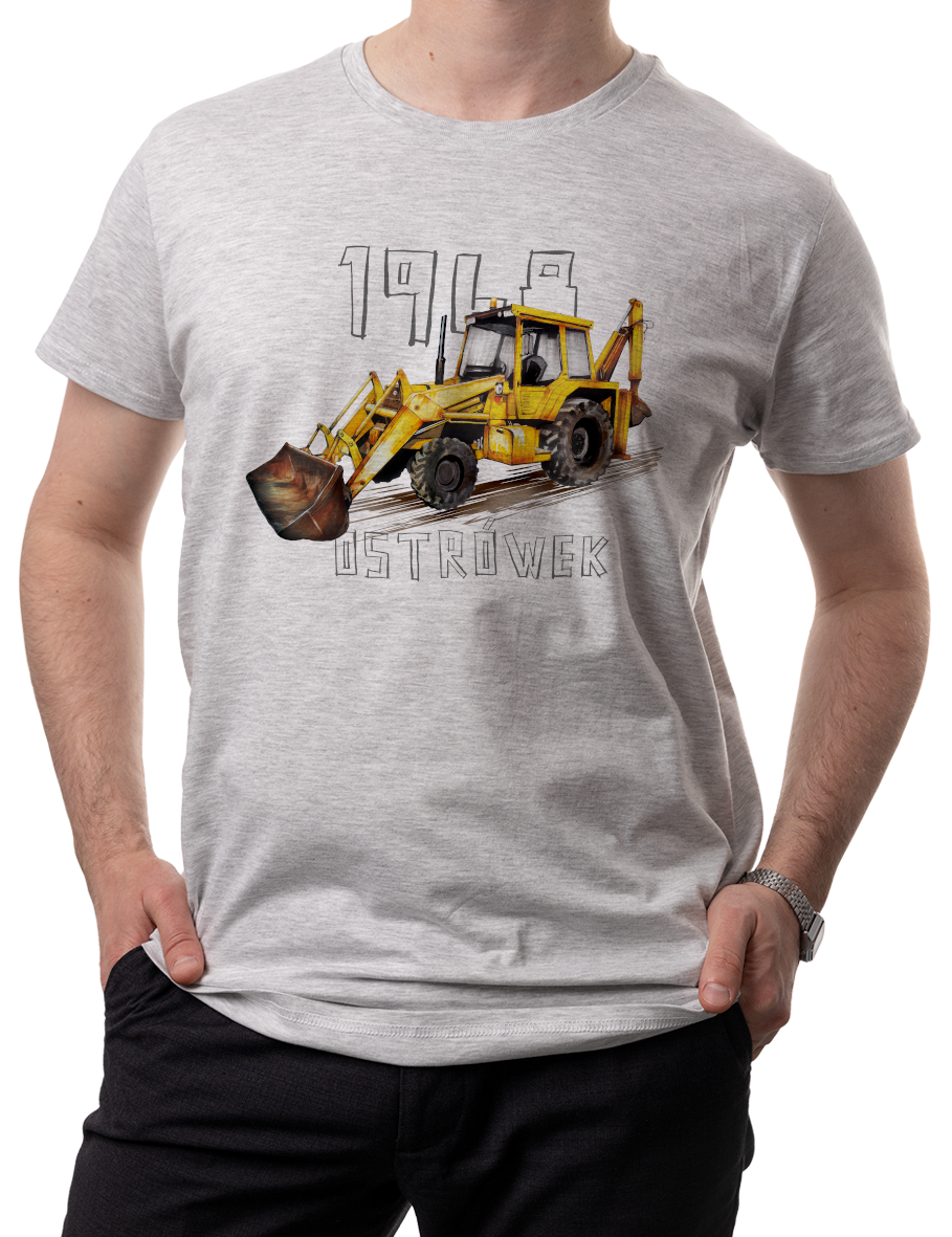 Ostrówek — koszulka (Kolor koszulki: jasnoszary melanż; Rozmiar: 4XL (męska); Rodzaj nadruku: Ostrówek)