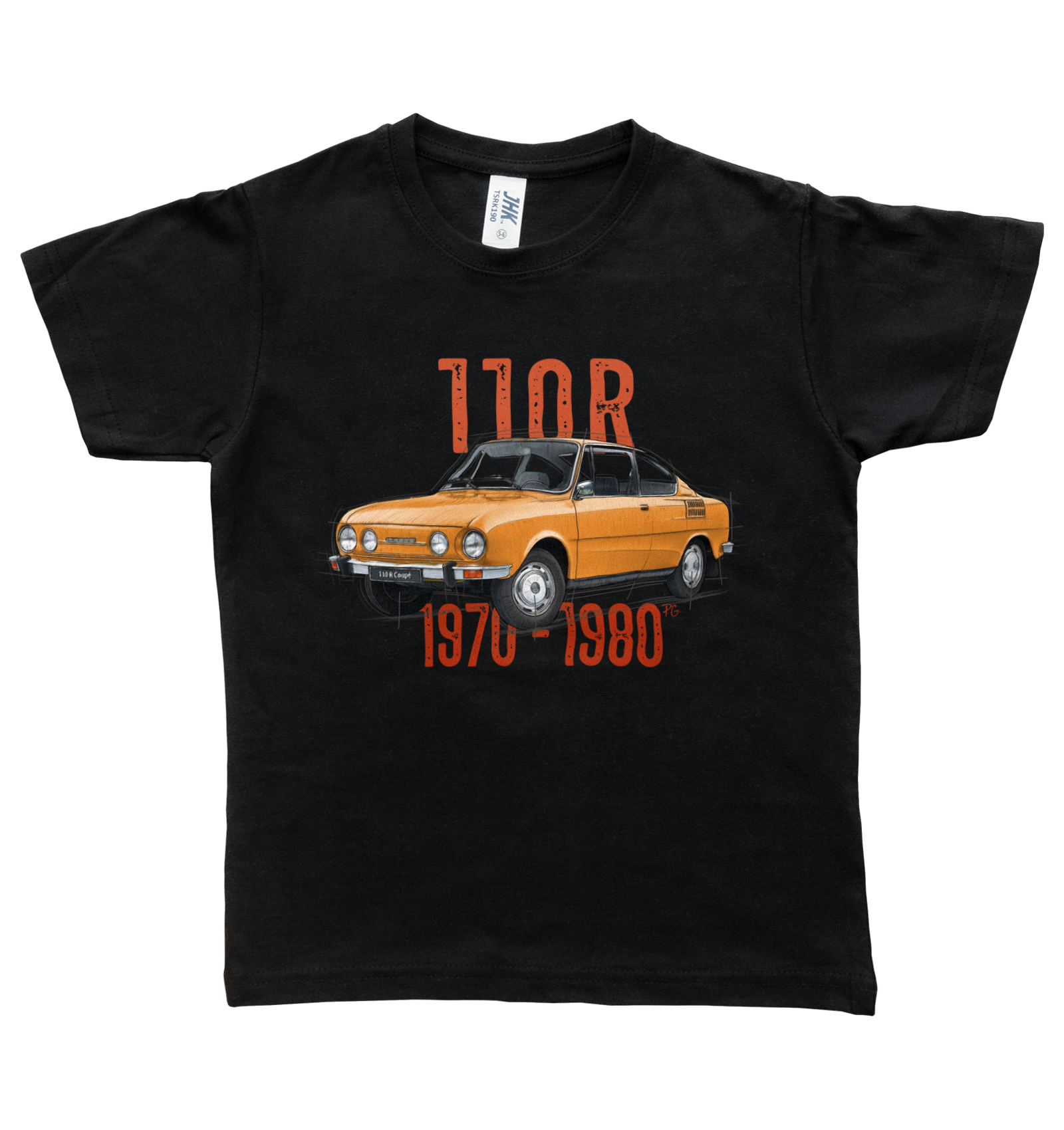 Škoda 110 R — koszulka (Kolor koszulki: czarny; Rozmiar: 9 - 11 lat; Rodzaj nadruku: Škoda 110 R)