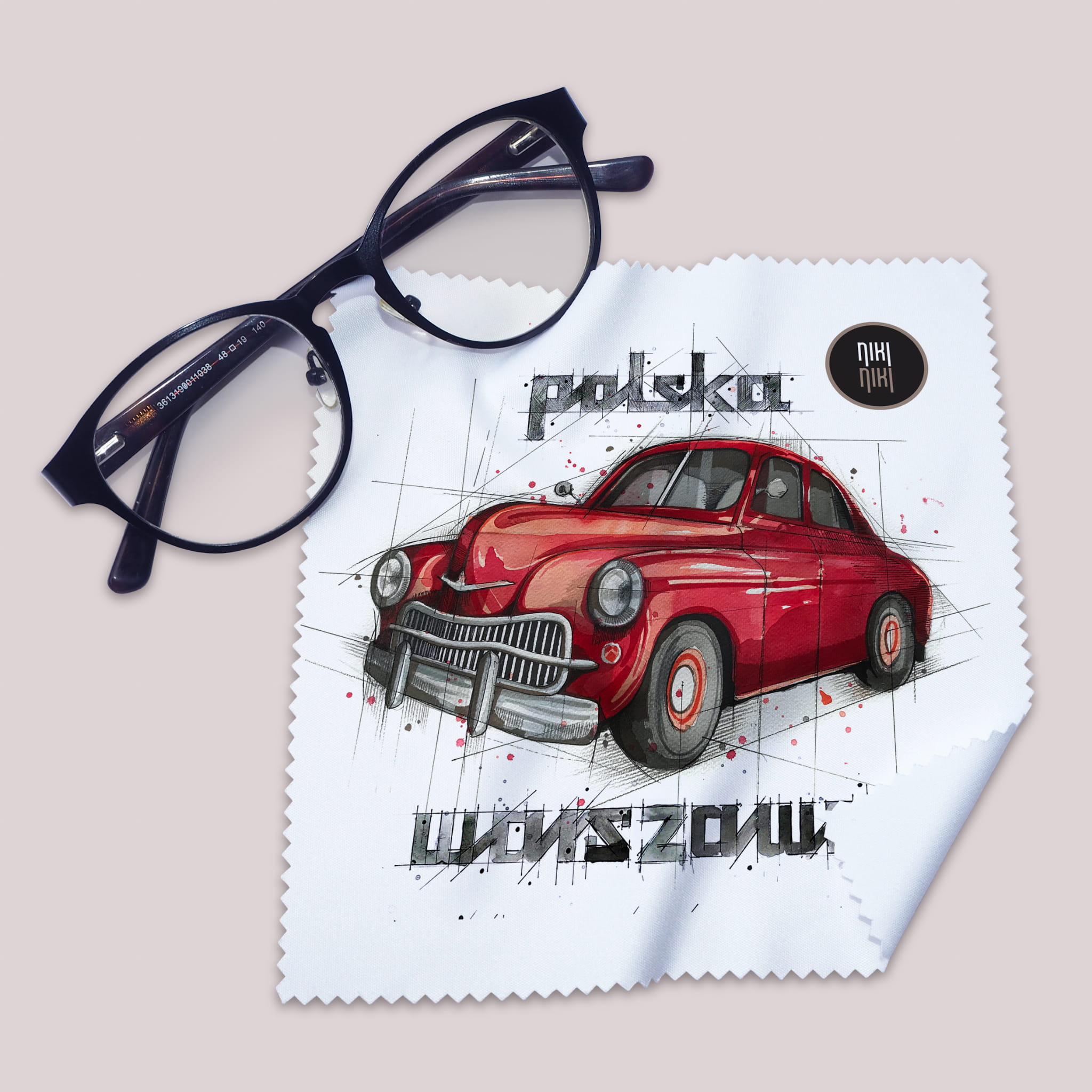 Warszawa — ściereczka (Kolor nadruku: czerwony; Rodzaj nadruku: Warszawa)