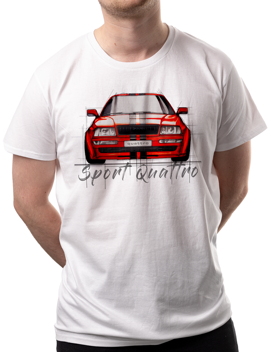 Audi S2 — koszulka (Kolor koszulki: biały; Rozmiar: 3XL (męska); Rodzaj nadruku: Audi)