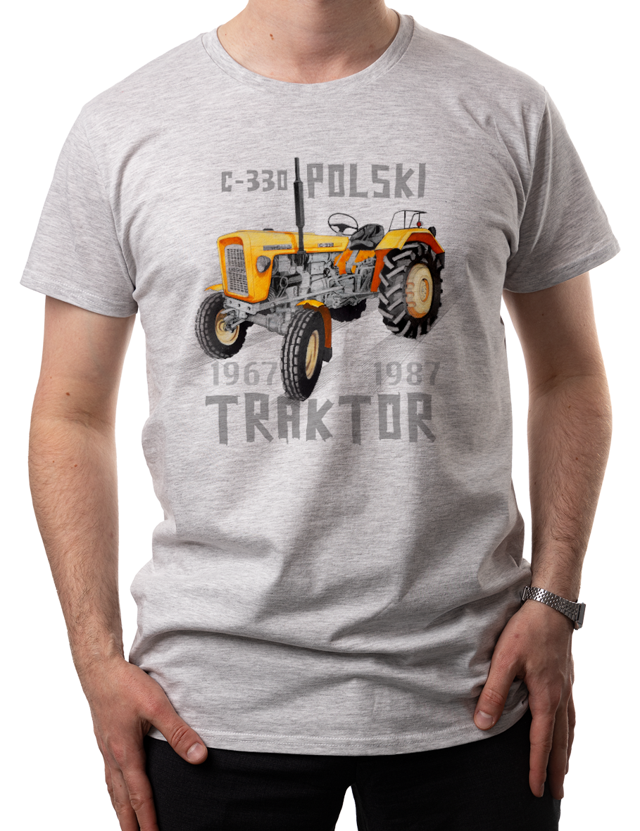 Ursus C-330 — koszulka (Kolor koszulki: jasnoszary melanż; Rozmiar: XXL (męska); Rodzaj nadruku: Ursus C-330)