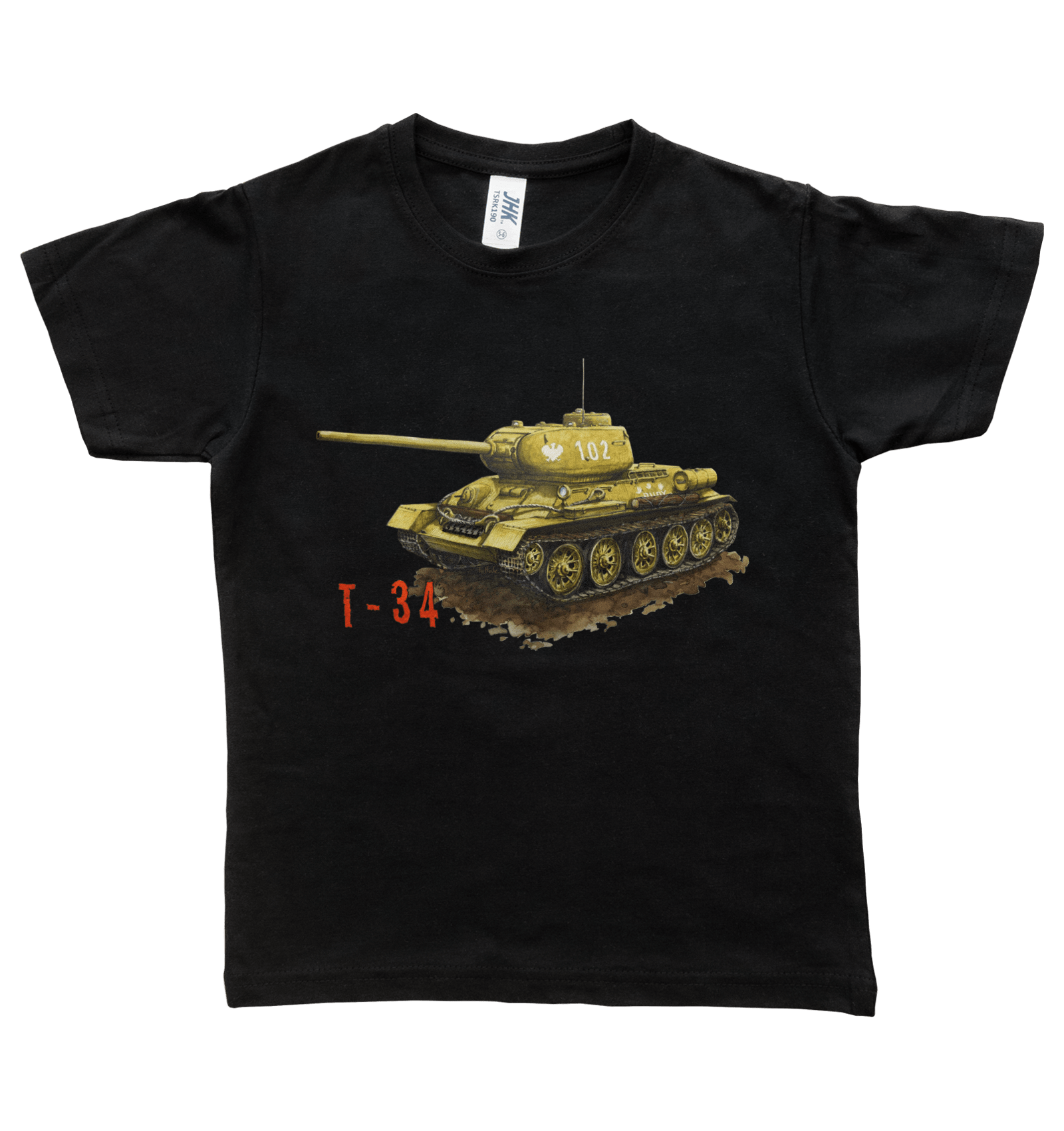 T-34 — koszulka (Kolor koszulki: czarny; Rozmiar: 7 - 8 lat; Rodzaj nadruku: T-34)