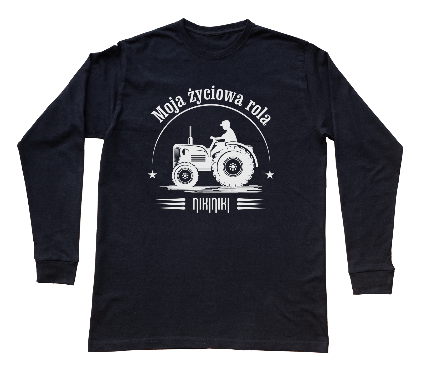 Traktor — bluzka z długim rękawem (Rozmiar: L (dorosła); Kolor koszulki: czarny; Rodzaj nadruku: Traktor)