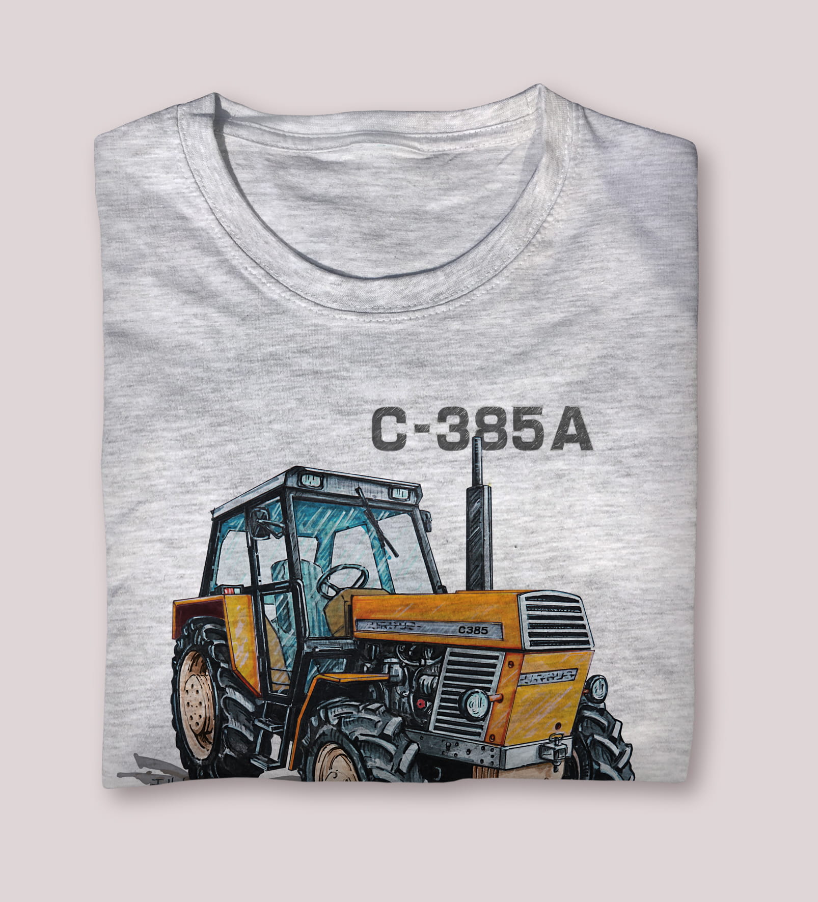 Ursus C-385A — koszulka (Kolor koszulki: jasnoszary melanż; Rozmiar: 7 - 8 lat; Rodzaj nadruku: Ursus C-385A)