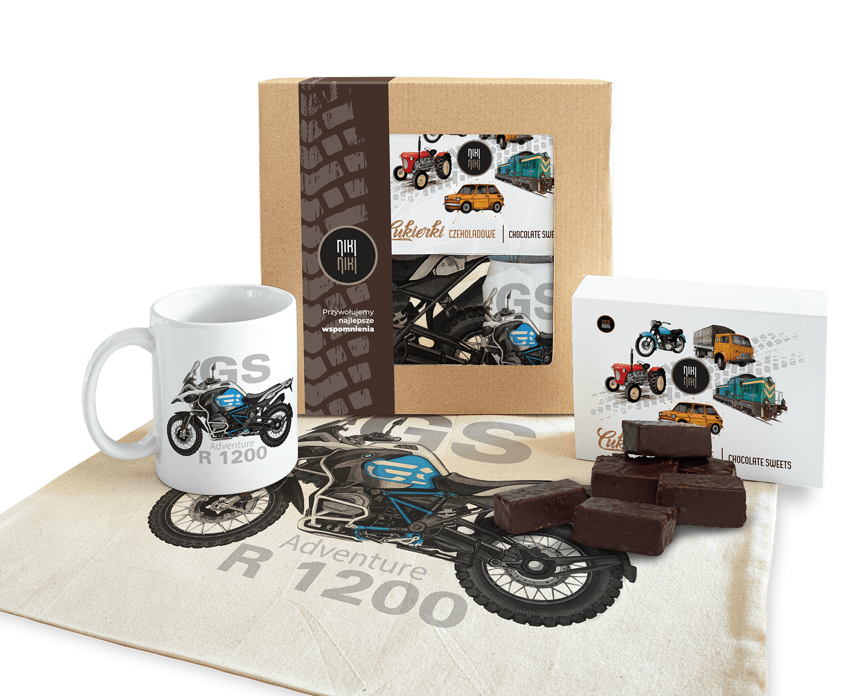 BMW GS — paczka (Zawartość paczki: bluza - torba - kubek - słodycze; Rozmiar koszulki / bluzy: XS; Kolor koszulki / bluzy: szary; Rodzaj nadruku: BMW