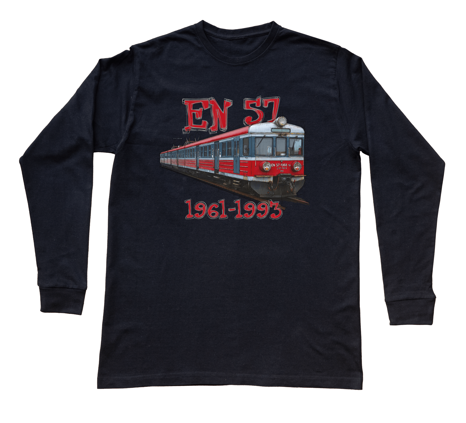 EN57 Regio — bluzka z długim rękawem (Rozmiar: XL (dorosła); Kolor koszulki: czarny; Rodzaj nadruku: EN57 Regio)