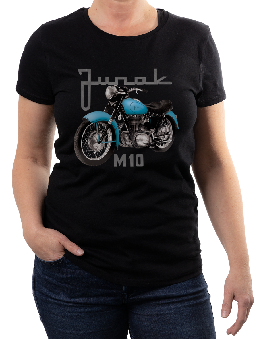 Junak M10 — koszulka (Kolor koszulki: czarny; Rozmiar: 3XL (damska); Rodzaj nadruku: Junak M10)