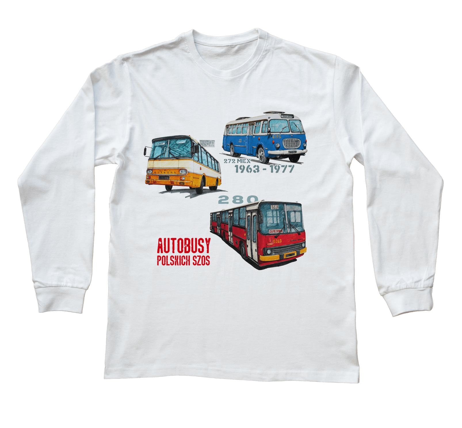 Bluzka z długim rękawem dla kierowcy autobusu (Rozmiar: L (dorosła); Kolor koszulki: biały; Rodzaj nadruku: BUSMIX)