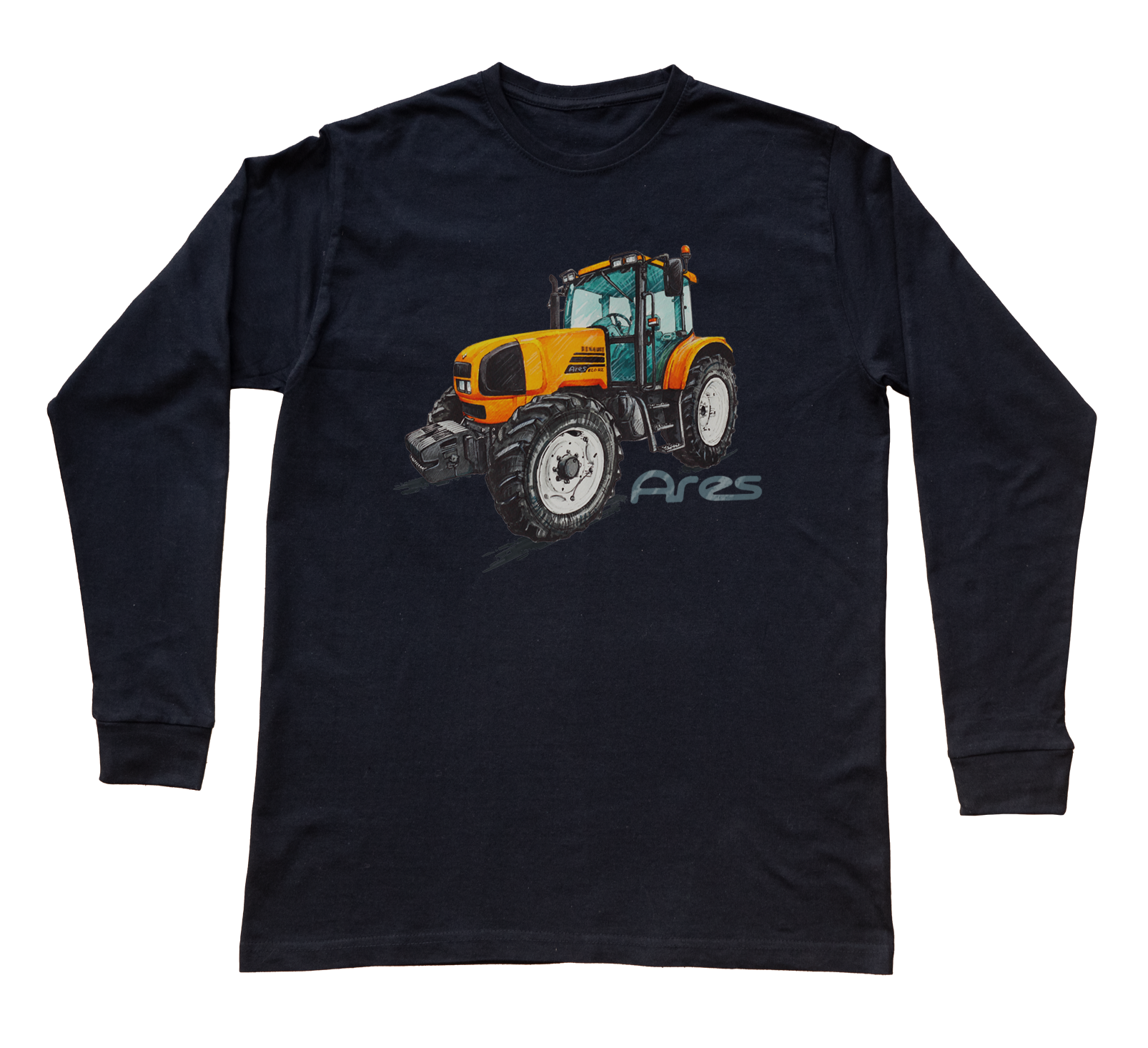 Renault Ares — bluzka z długim rękawem (Rozmiar: XS (dorosła); Kolor koszulki: czarny; Rodzaj nadruku: Renault Ares)