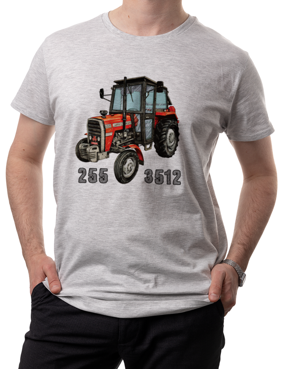 Massey Ferguson — koszulka (Kolor koszulki: jasnoszary melanż; Rozmiar: S (męska); Rodzaj nadruku: Massey Ferguson)