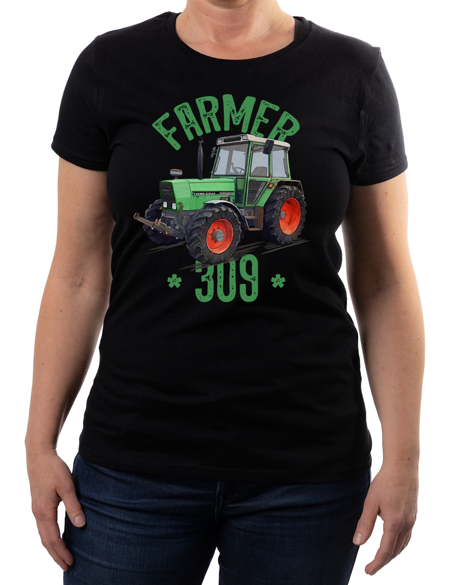 Fendt Farmer — koszulka (Kolor koszulki: czarny; Rozmiar: XL (damska); Rodzaj nadruku: Fendt Farmer 309)