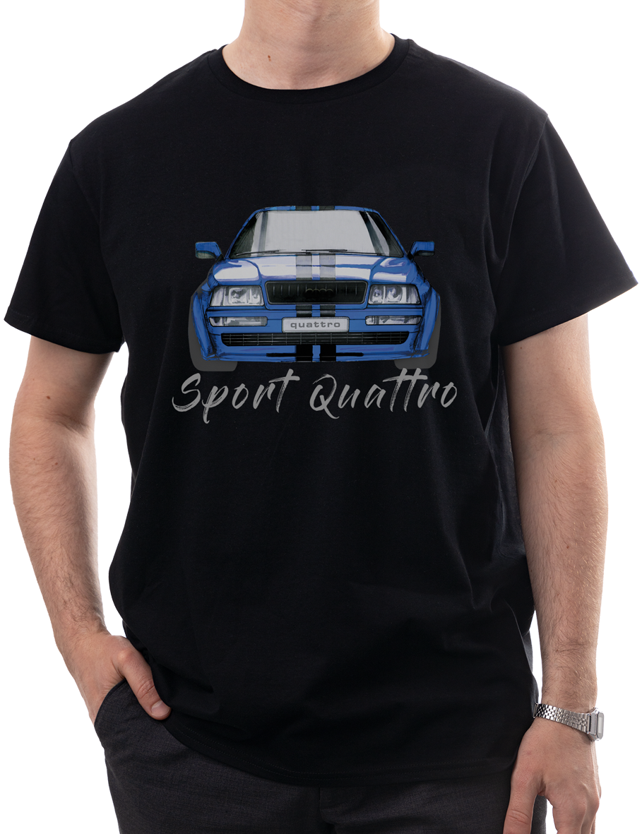 Audi S2 — koszulka (Kolor koszulki: czarny; Rozmiar: 12 - 14 lat; Rodzaj nadruku: Audi)