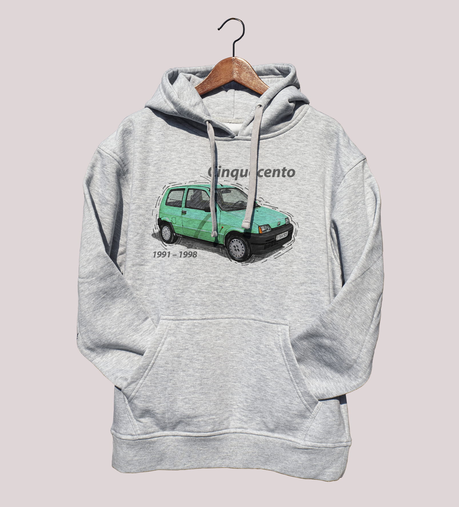 Cinquecento — bluza (Rozmiar: XS; Kolor bluzy: szary; Rodzaj nadruku: Cinquecento)