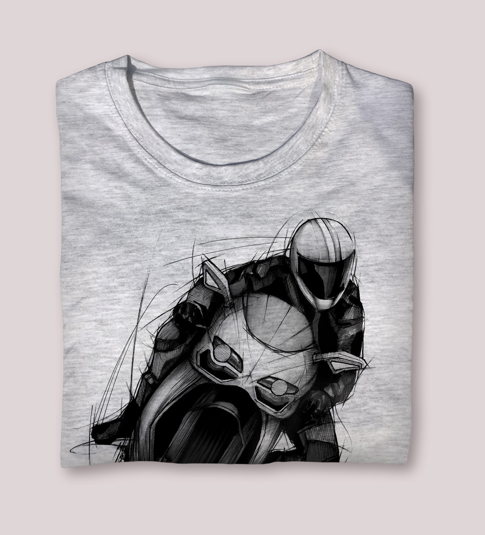 Ścigacz — koszulka (Kolor koszulki: jasnoszary melanż; Rozmiar: 3 - 4 lata; Rodzaj nadruku: Ścigacz)