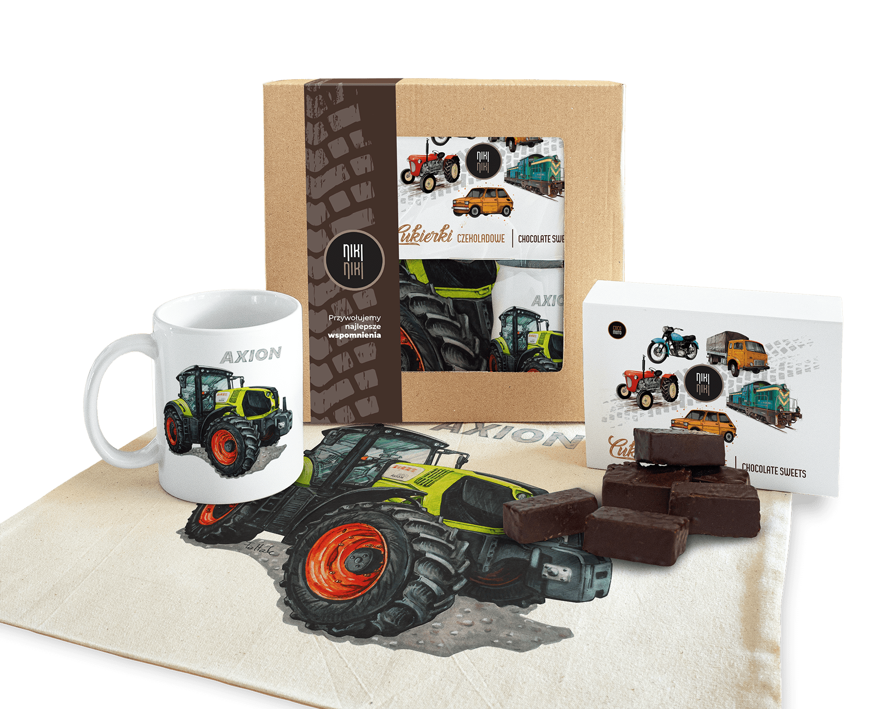 Claas — paczka (Zawartość paczki: koszulka, torba, kubek, słodycze; Rozmiar koszulki / bluzy: XXL (męska); Kolor koszulki / bluzy: biały; Rodzaj nadru