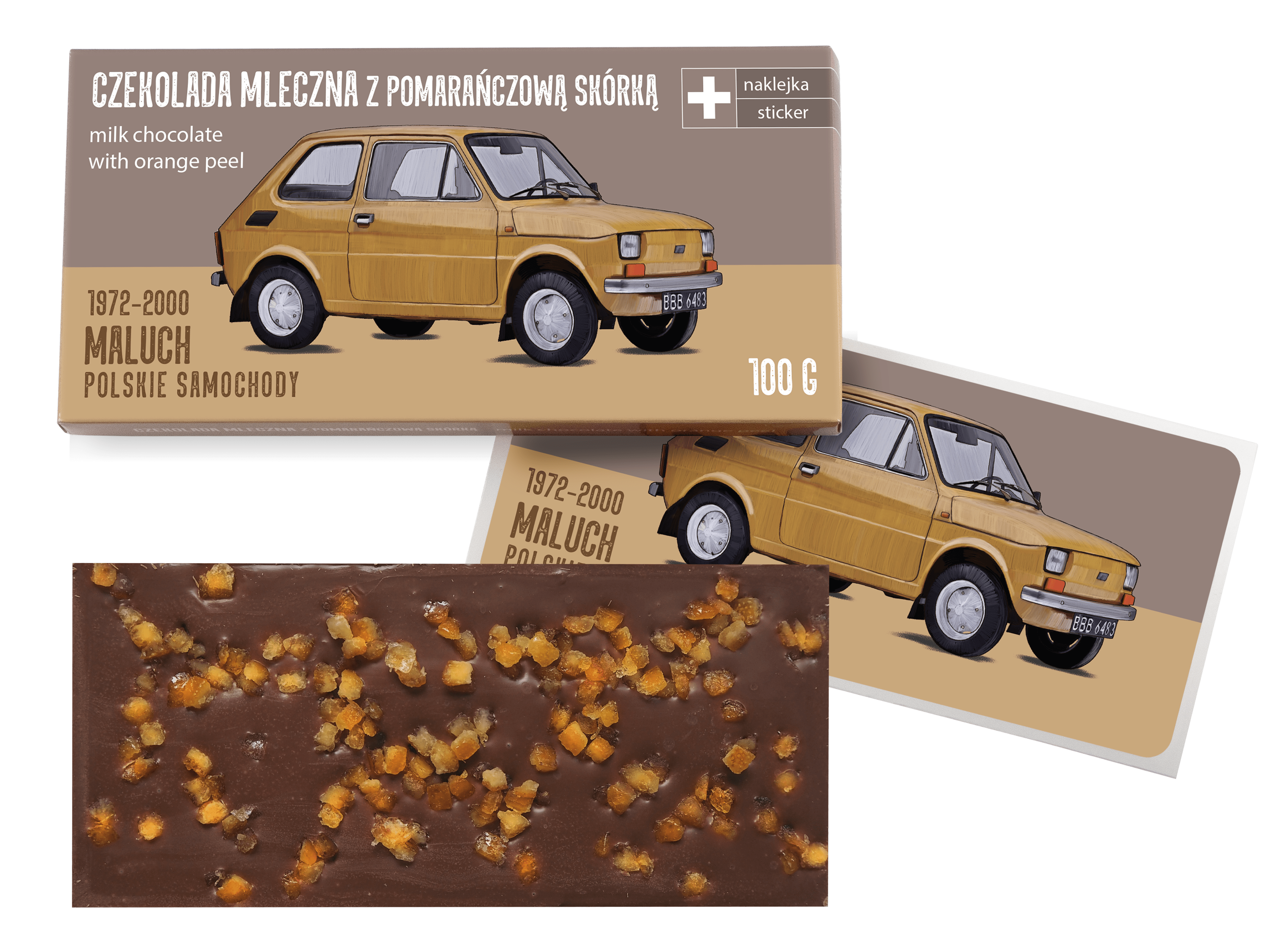 Maluch — czekolada mleczna z pomarańczą z naklejką& CocoMoto