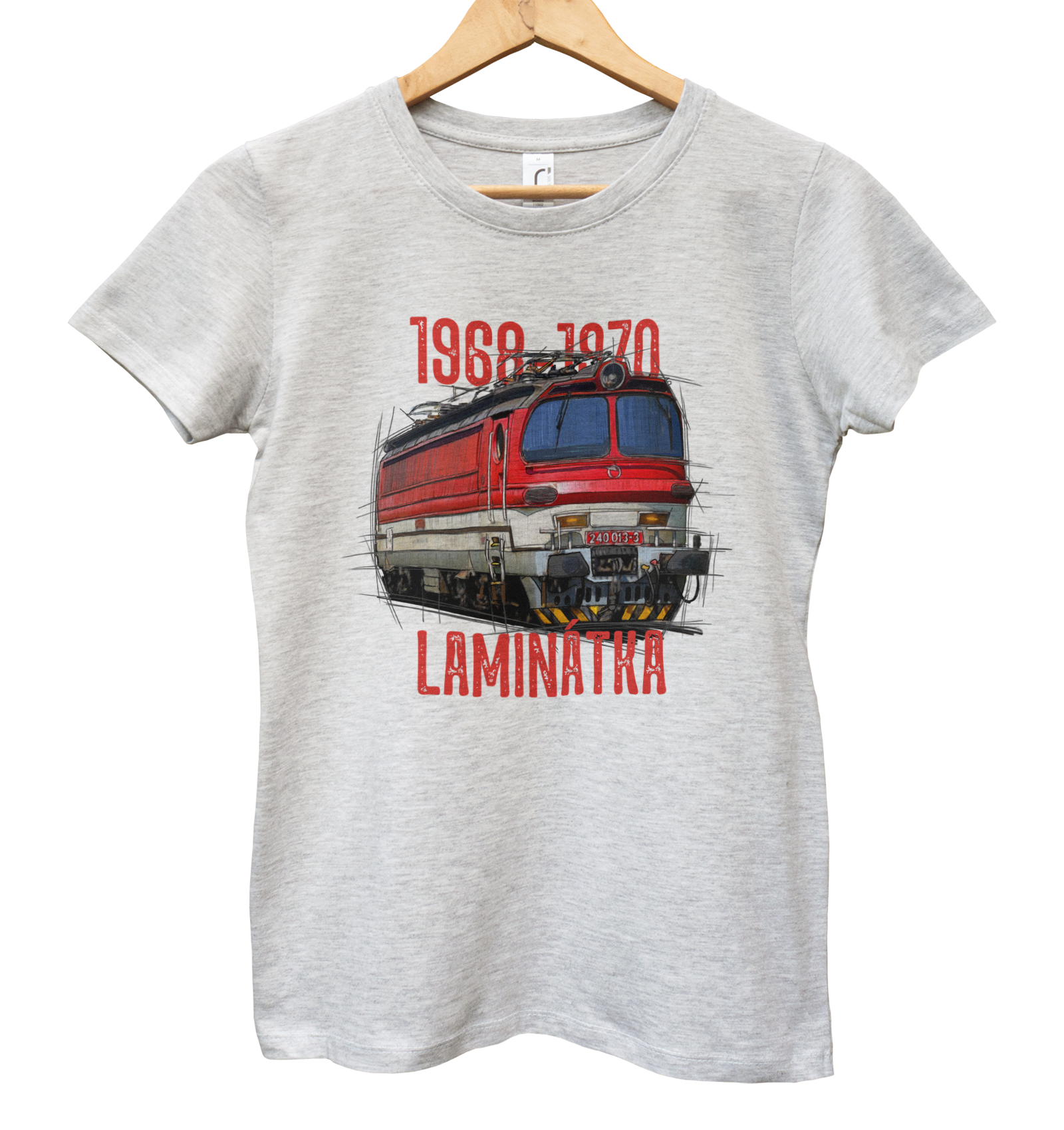 Laminatka — koszulka (Kolor koszulki: jasnoszary melanż; Rozmiar: XXL (damska); Rodzaj nadruku: Laminatka)