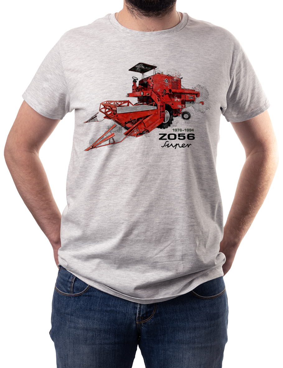 Bizon Super — koszulka (Kolor koszulki: jasnoszary melanż; Rozmiar: 5 - 6 lat; Rodzaj nadruku: Bizon)