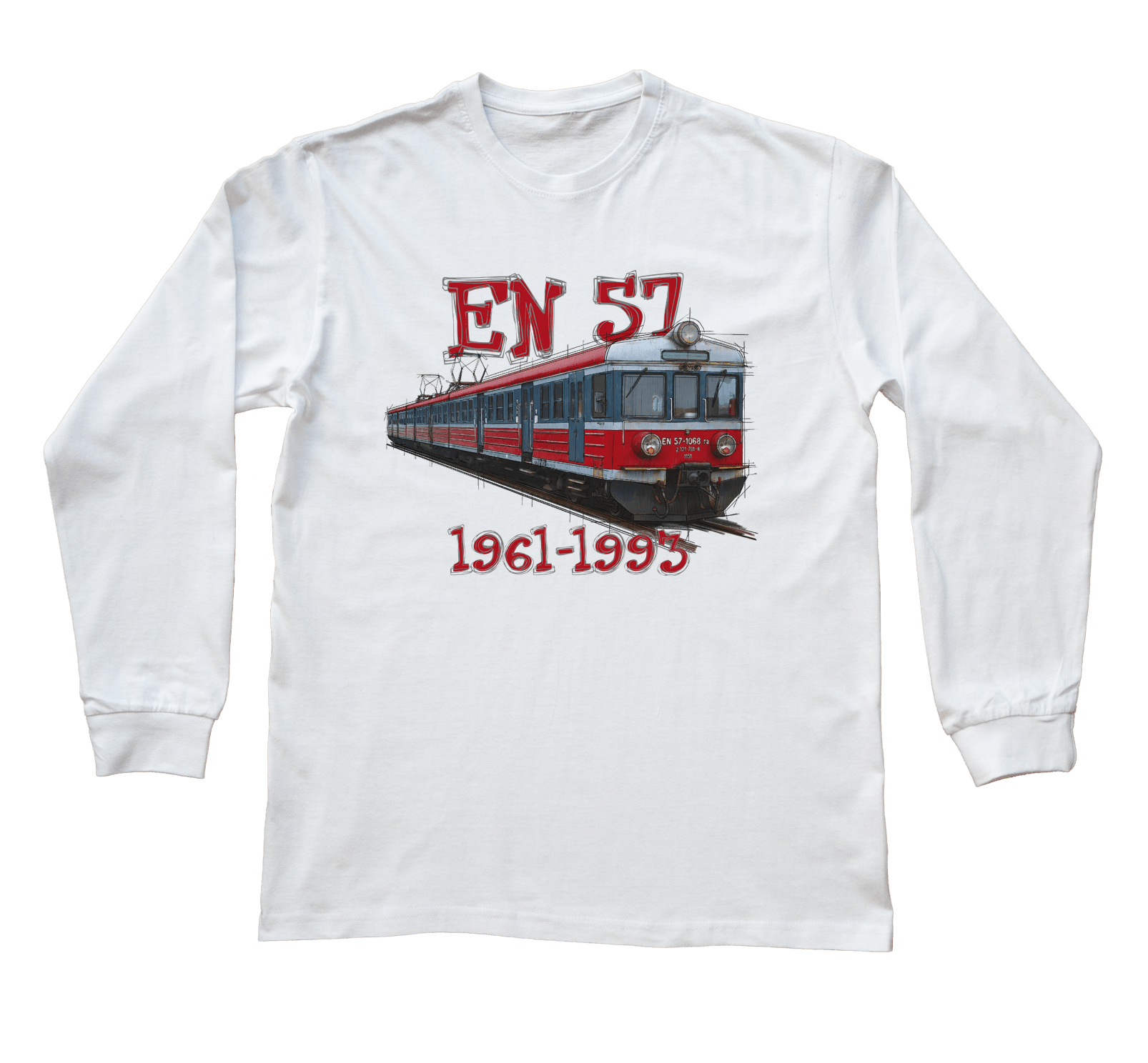 EN57 Regio — bluzka z długim rękawem (Rozmiar: L (dorosła); Kolor koszulki: biały; Rodzaj nadruku: EN57 Regio)