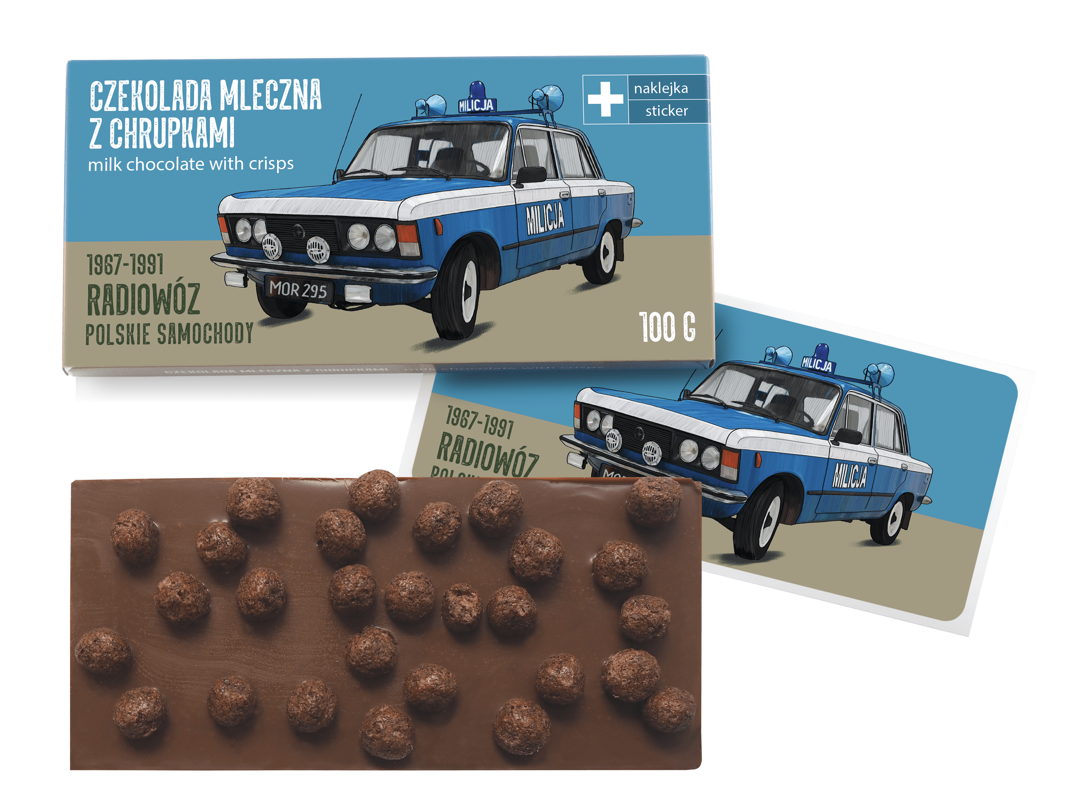 FSO 125p MO — czekolada mleczna z chrupkami z naklejką& CocoMoto