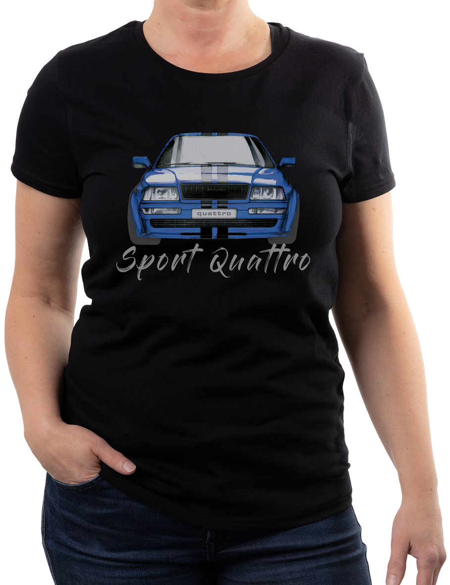 Audi S2 — koszulka (Kolor koszulki: czarny; Rozmiar: XXL (damska); Rodzaj nadruku: Audi)