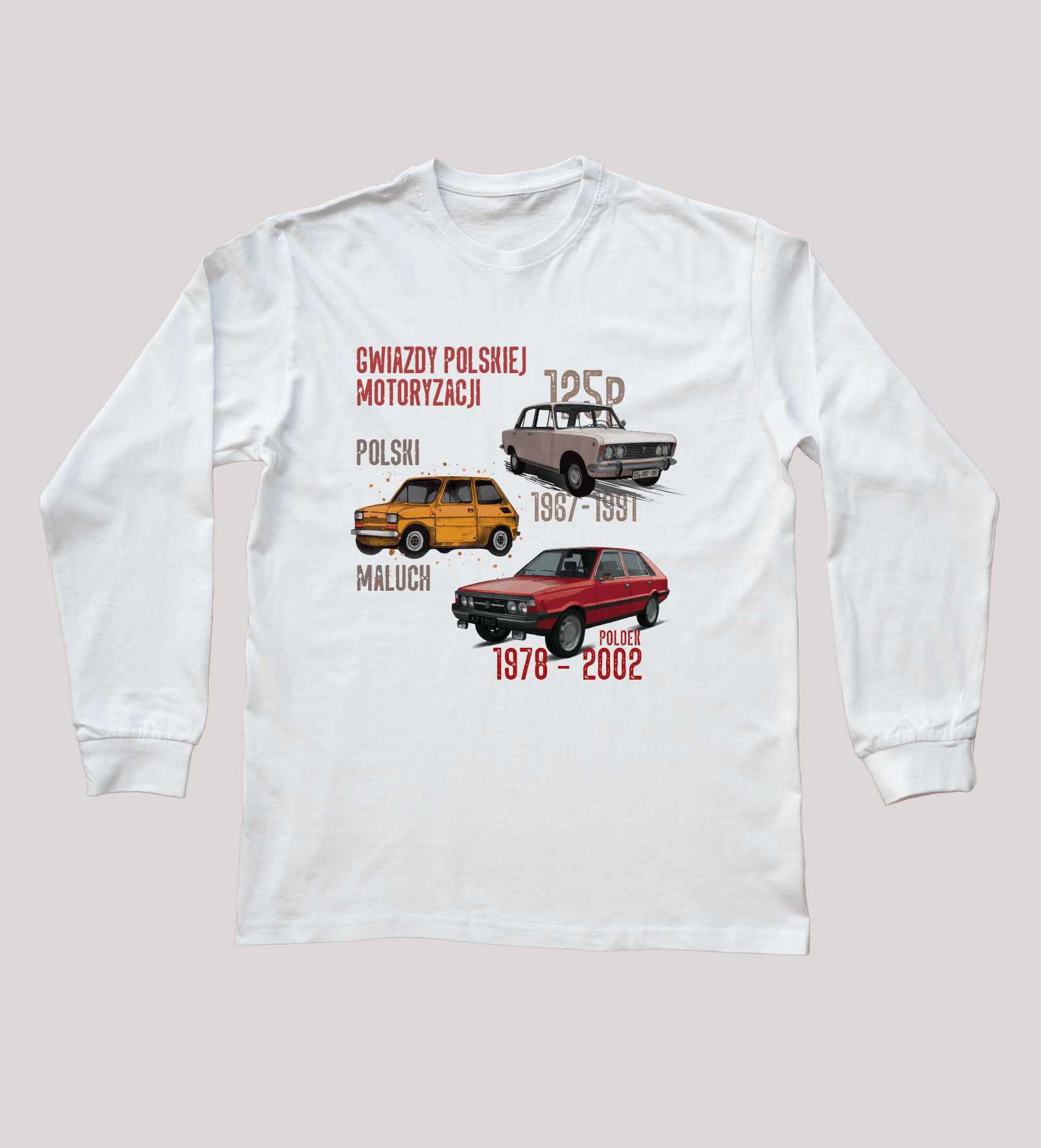 Bluzka z długim rękawem dla fana motoryzacji (Rozmiar: 3XL (dorosła); Kolor koszulki: biały; Rodzaj nadruku: OSOMIX)