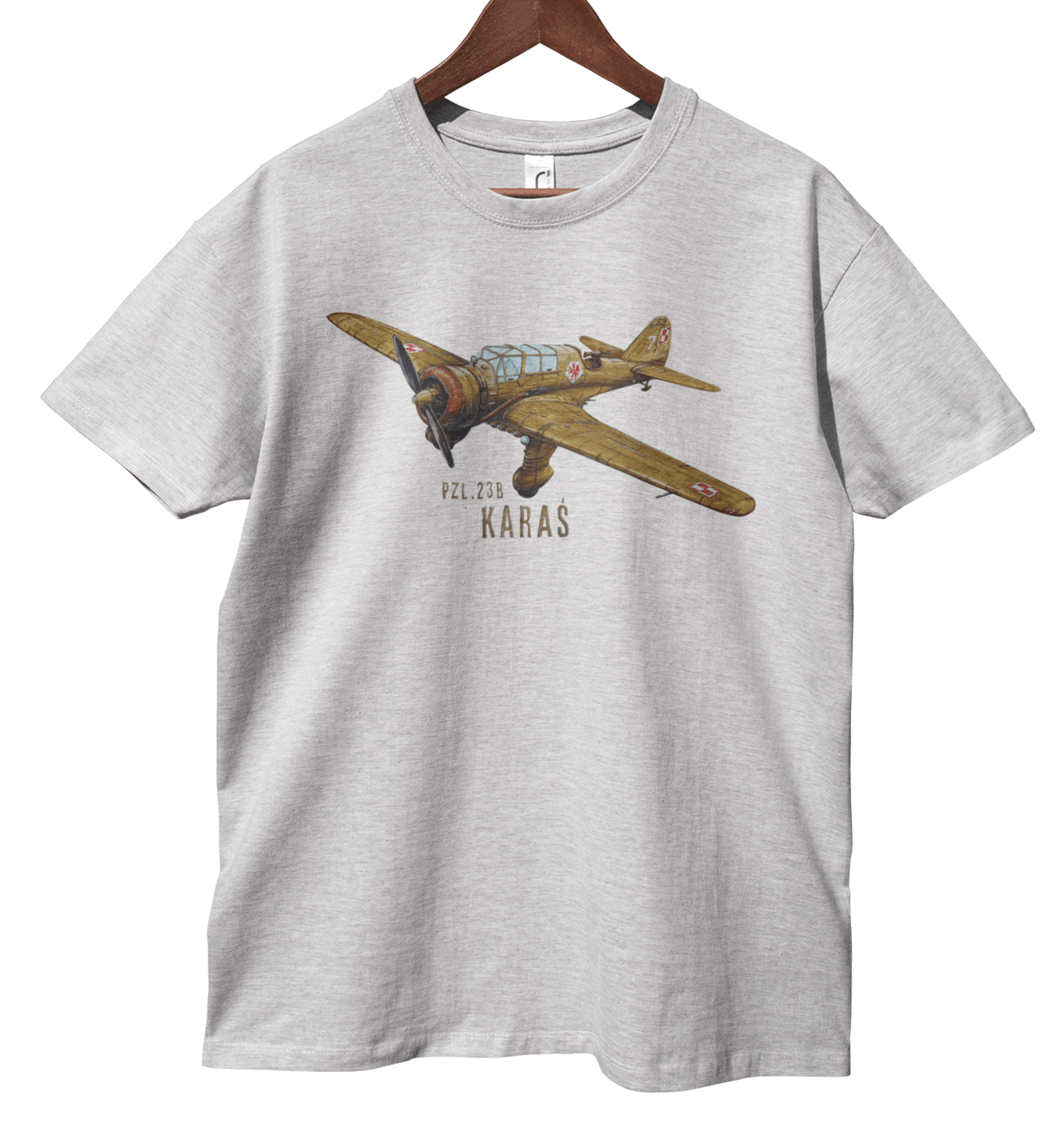 Karaś — koszulka (Kolor koszulki: jasnoszary melanż; Rozmiar: 4XL (męska); Rodzaj nadruku: Karaś)