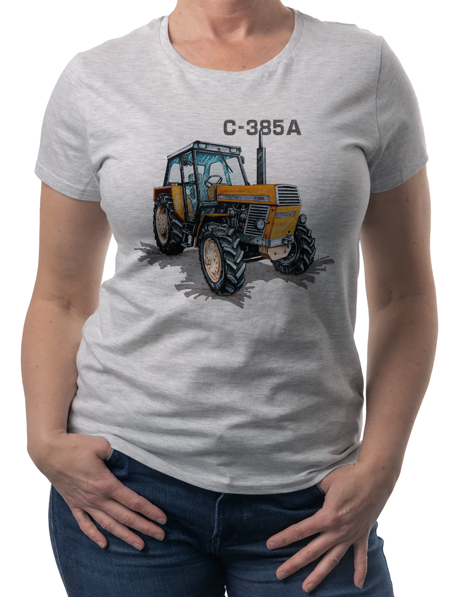 Ursus C-385A — koszulka (Kolor koszulki: jasnoszary melanż; Rozmiar: 3XL (damska); Rodzaj nadruku: Ursus C-385A)