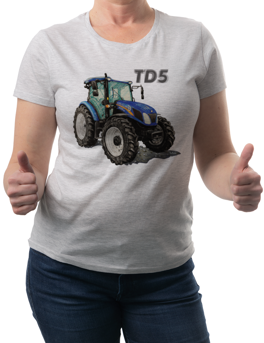 New Holland — koszulka (Kolor koszulki: jasnoszary melanż; Rozmiar: XL (damska); Rodzaj nadruku: New Holland)