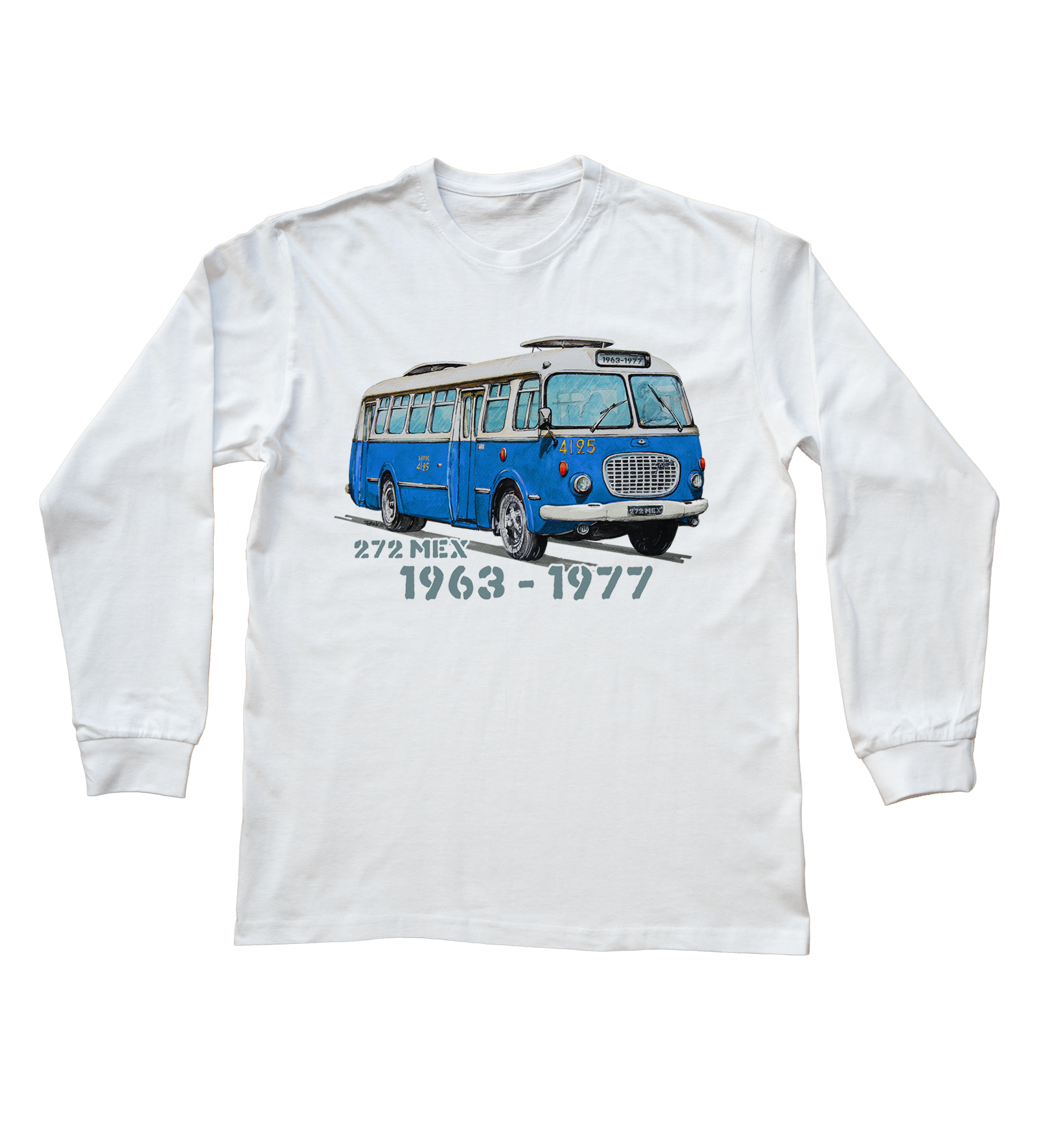 Jelcz 272 MEX — bluzka z długim rękawem (Rozmiar: S (dorosła); Kolor koszulki: biały; Rodzaj nadruku: Jelcz 272 MEX)