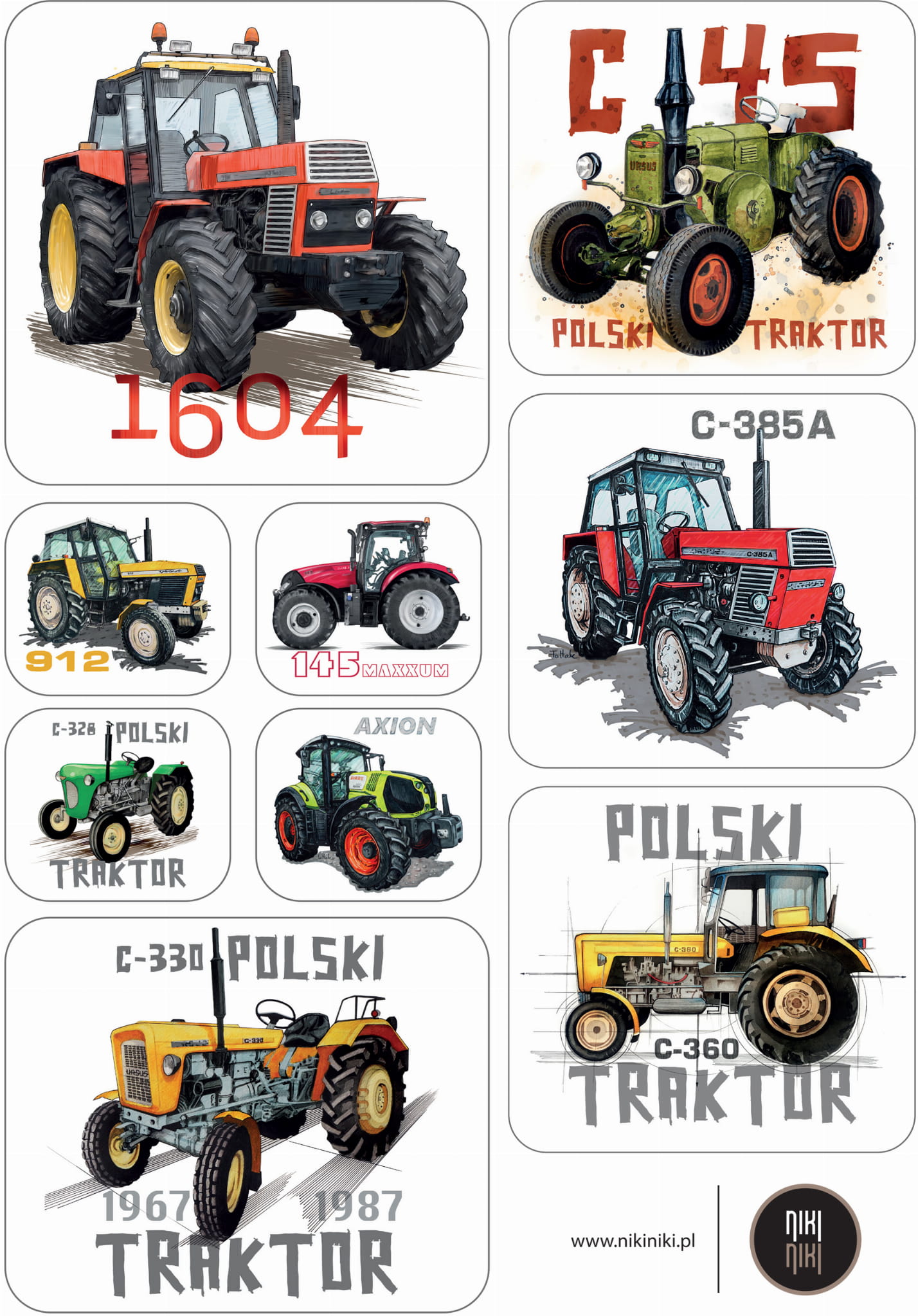 Traktory — zestaw naklejek