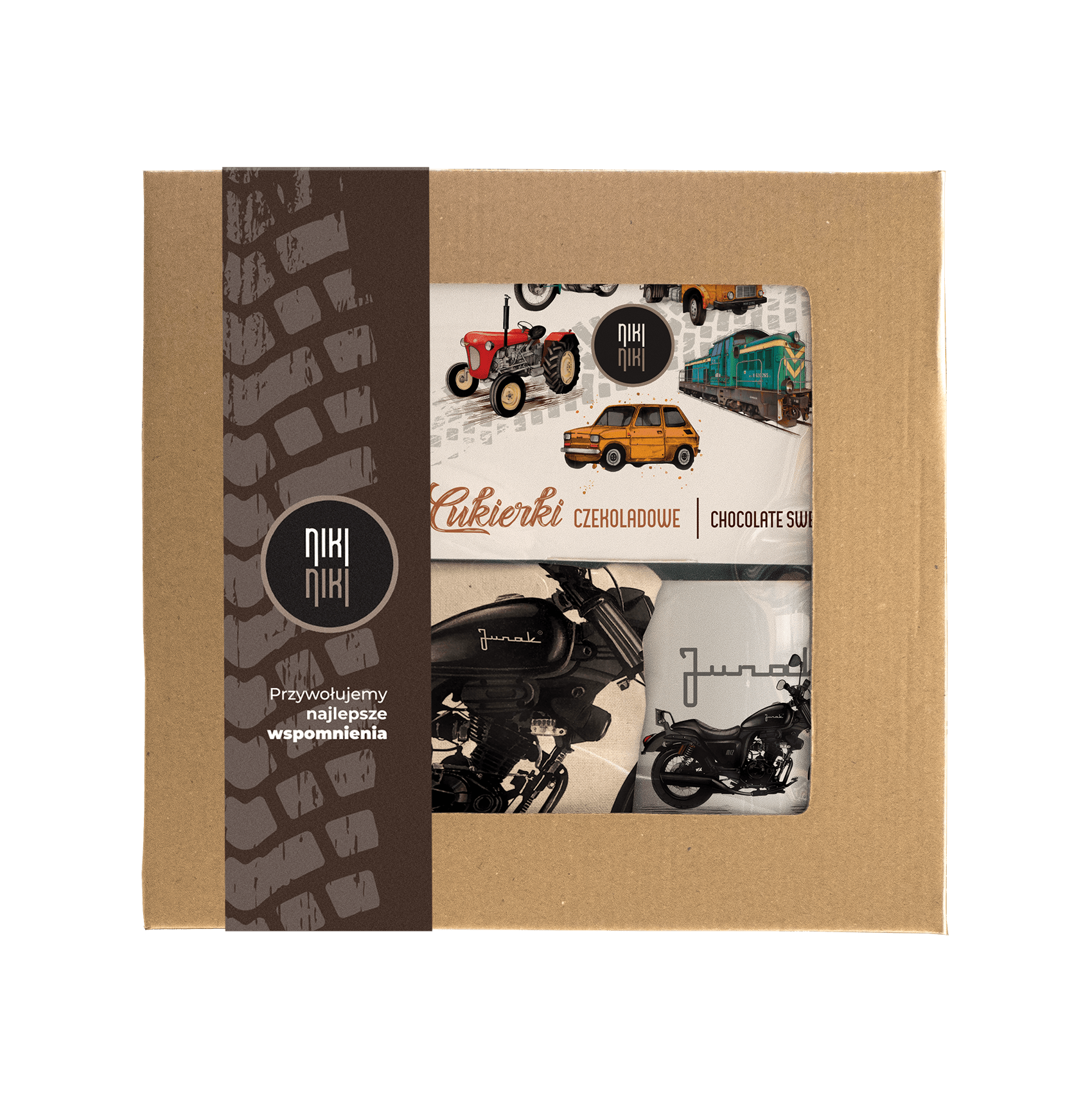 Junak M12 — paczka (Zawartość paczki: bluza, torba, kubek, słodycze; Rozmiar koszulki / bluzy: L; Kolor koszulki / bluzy: szary; Rodzaj nadruku: Junak