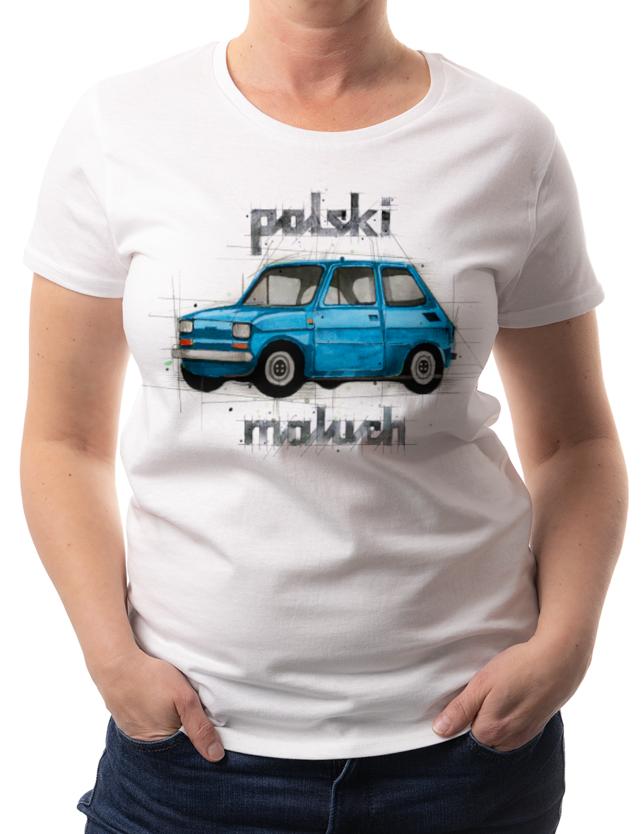 Maluch — koszulka (Kolor koszulki: biały; Rozmiar: S (damska); Rodzaj nadruku: Maluch)