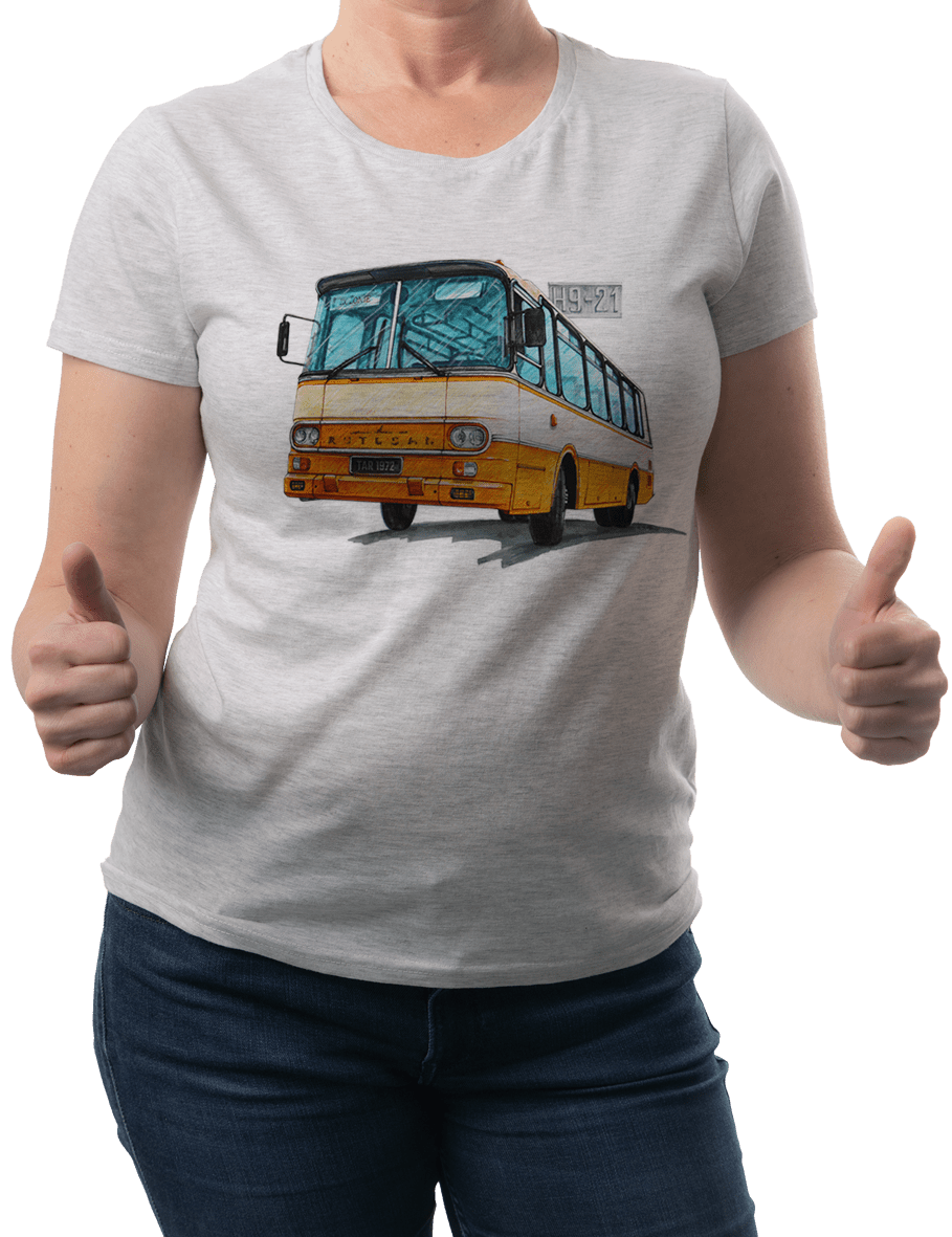 Autosan H9 — koszulka (Kolor koszulki: jasnoszary melanż; Rozmiar: 3XL (damska); Rodzaj nadruku: Autosan H9)