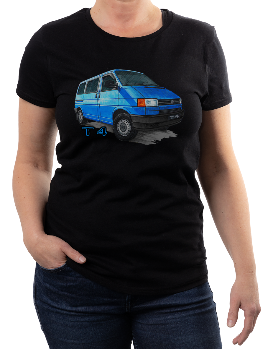 VW T4 — koszulka (Kolor koszulki: czarny; Rozmiar: XL (damska); Rodzaj nadruku: VW T4)