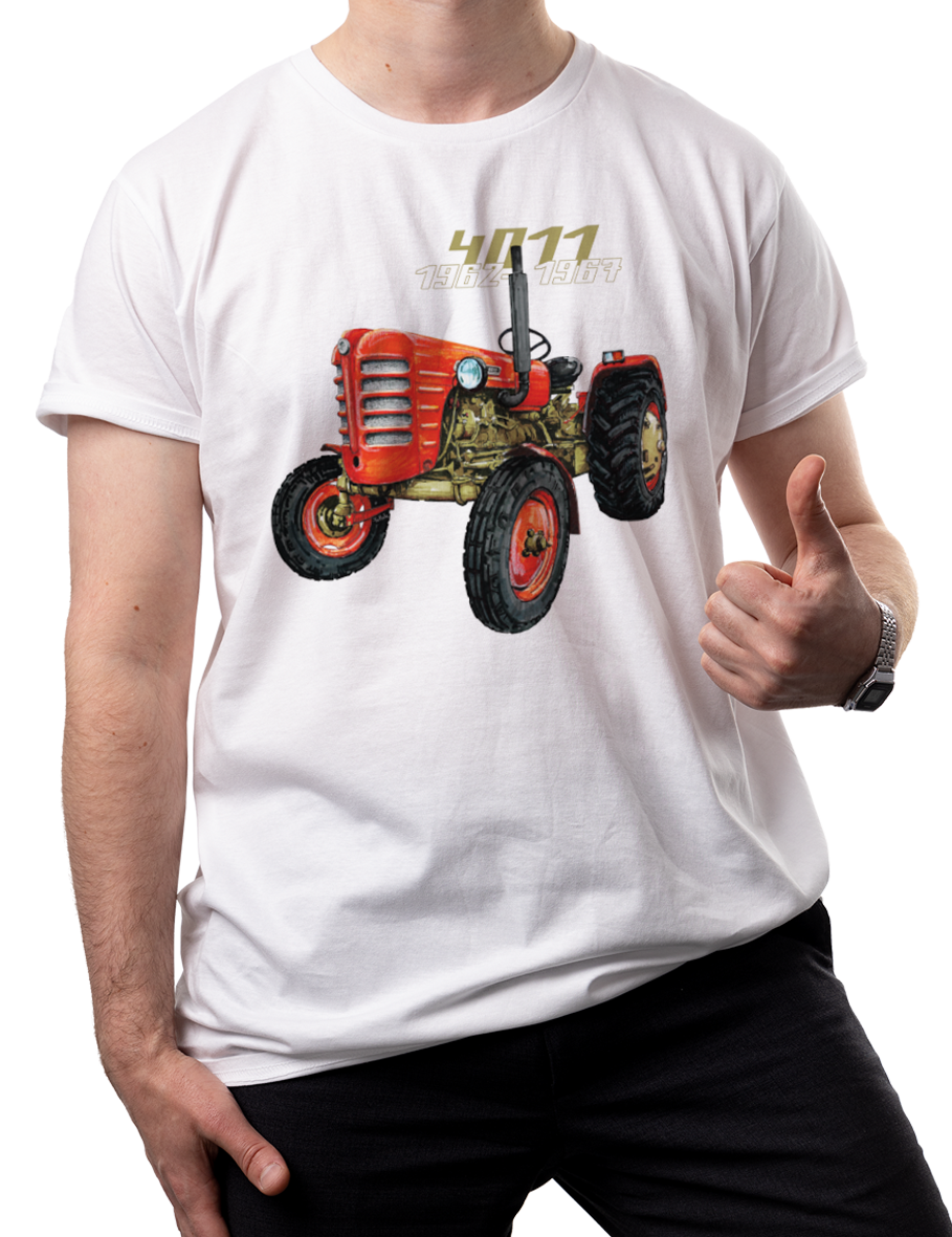 Zetor 4011 — koszulka (Kolor koszulki: biały; Rozmiar: L (męska); Rodzaj nadruku: Zetor 4011)