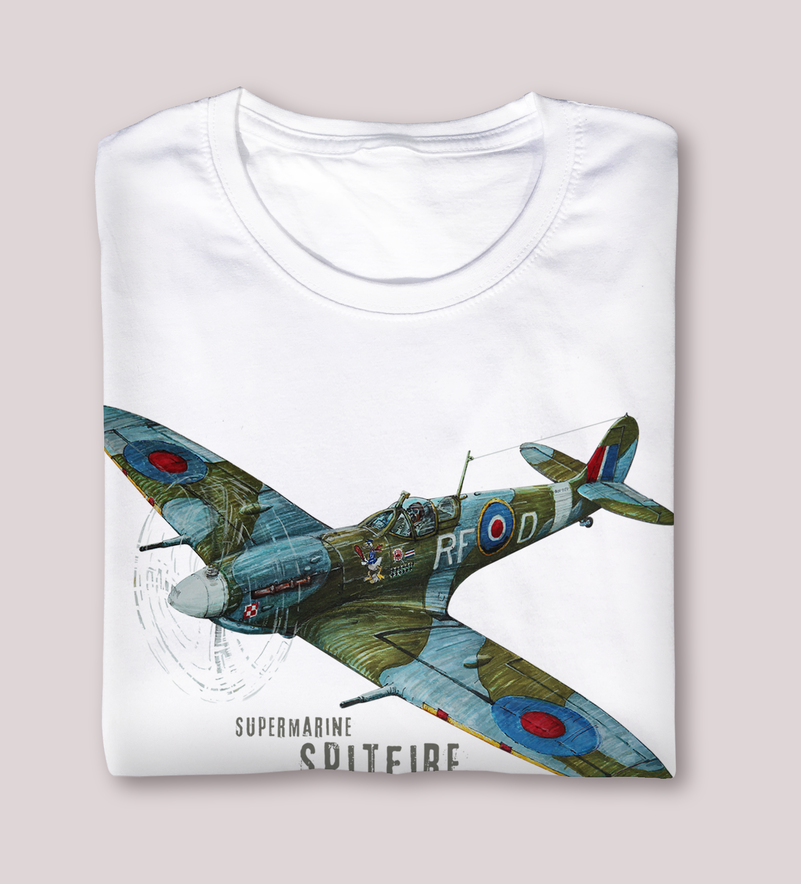 Supermarine Spitfire — koszulka (Kolor koszulki: biały; Rozmiar: 3 - 4 lata; Rodzaj nadruku: Supermarine Spitfire)