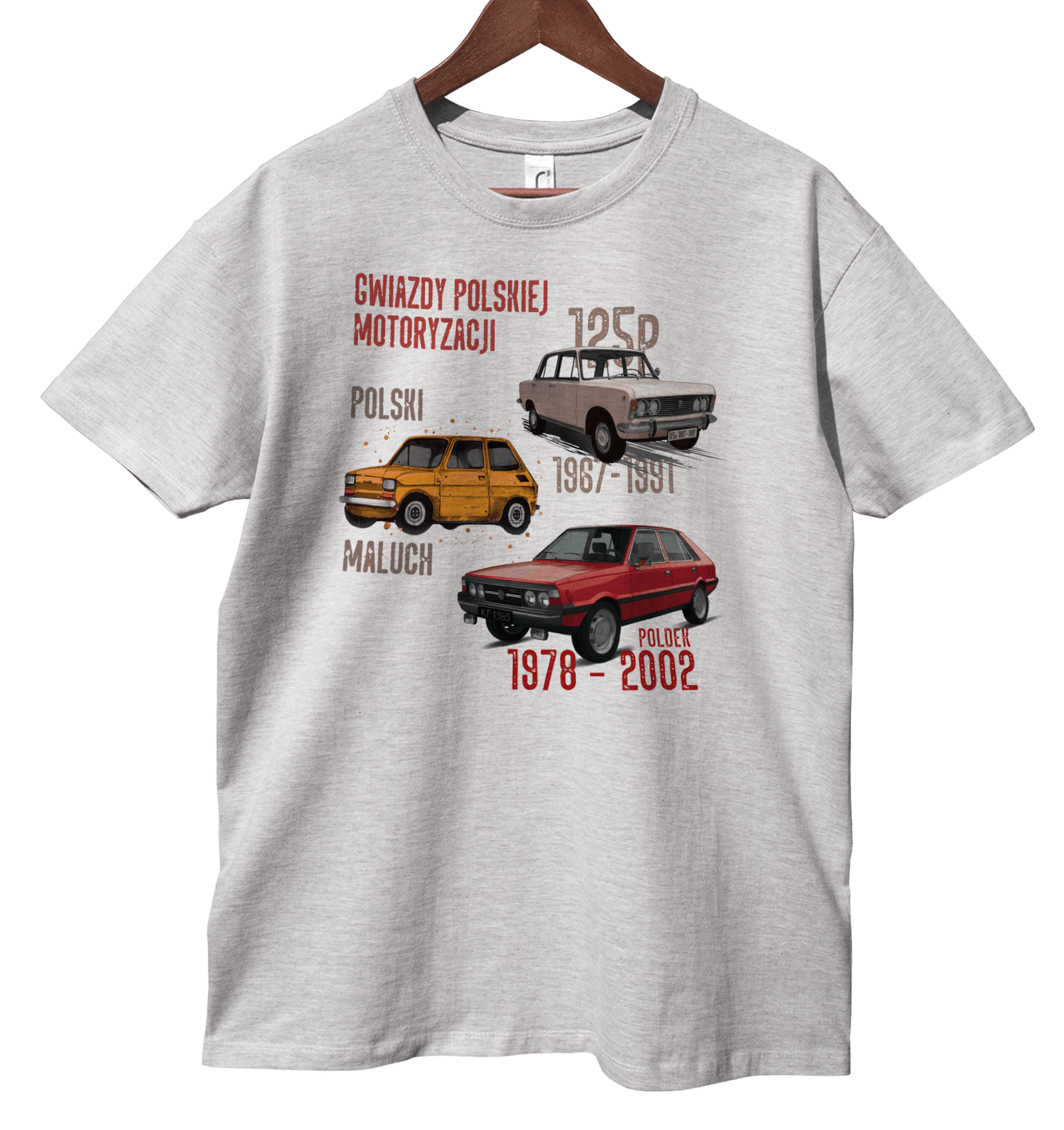 Koszulka dla fana motoryzacji (Kolor koszulki: jasnoszary melanż; Rozmiar: 5XL (męska); Rodzaj nadruku: OSOMIX)