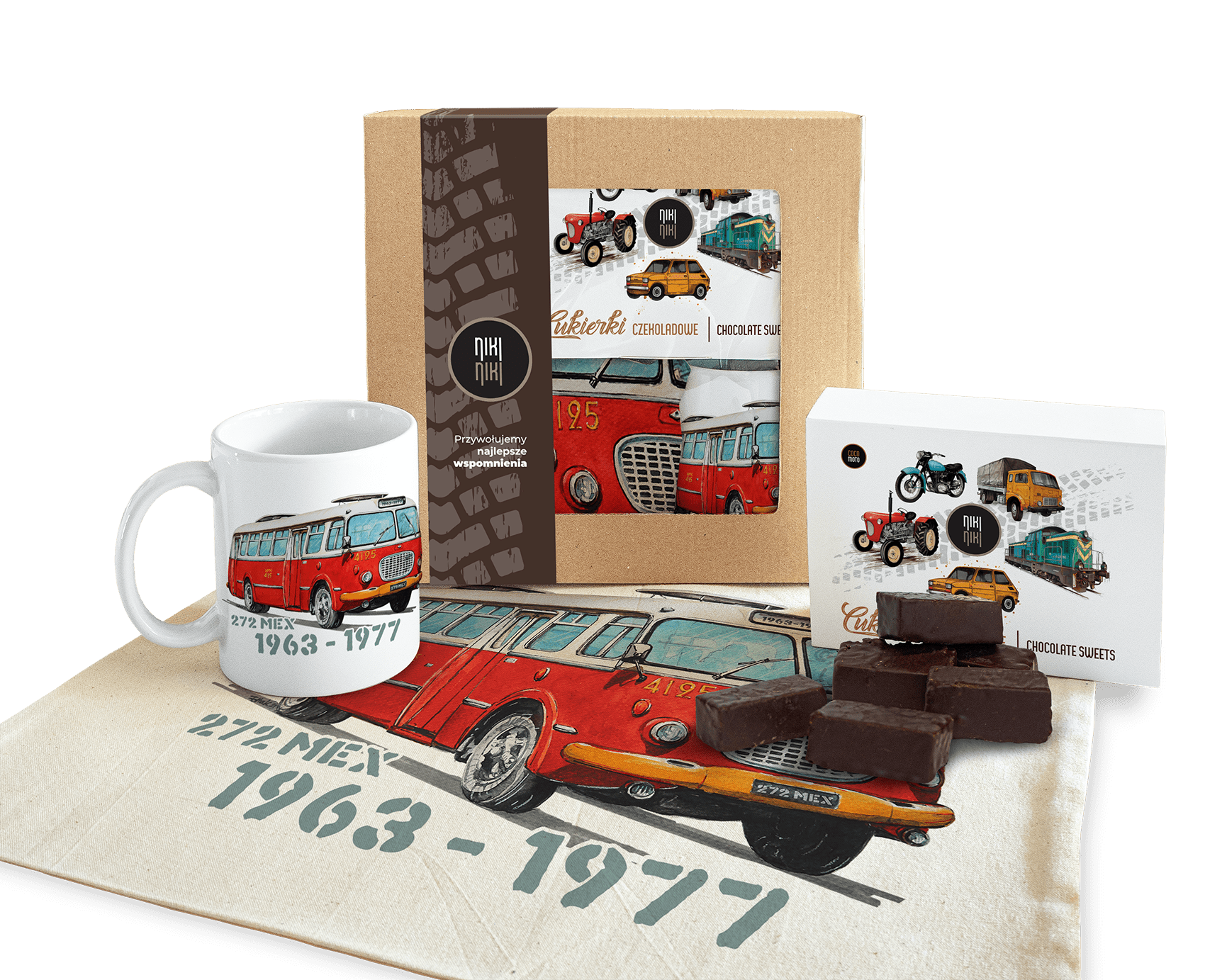 Jelcz 272 MEX — paczka (Zawartość paczki: koszulka, torba, kubek, słodycze; Rozmiar koszulki / bluzy: M (damska); Kolor koszulki / bluzy: jasnoszary m