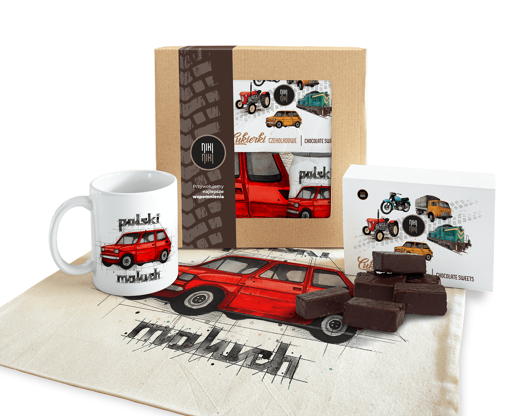 Maluch — paczka (Zawartość paczki: bluza - torba - kubek - słodycze; Rozmiar koszulki / bluzy: S; Kolor koszulki / bluzy: szary; Rodzaj nadruku: Maluc