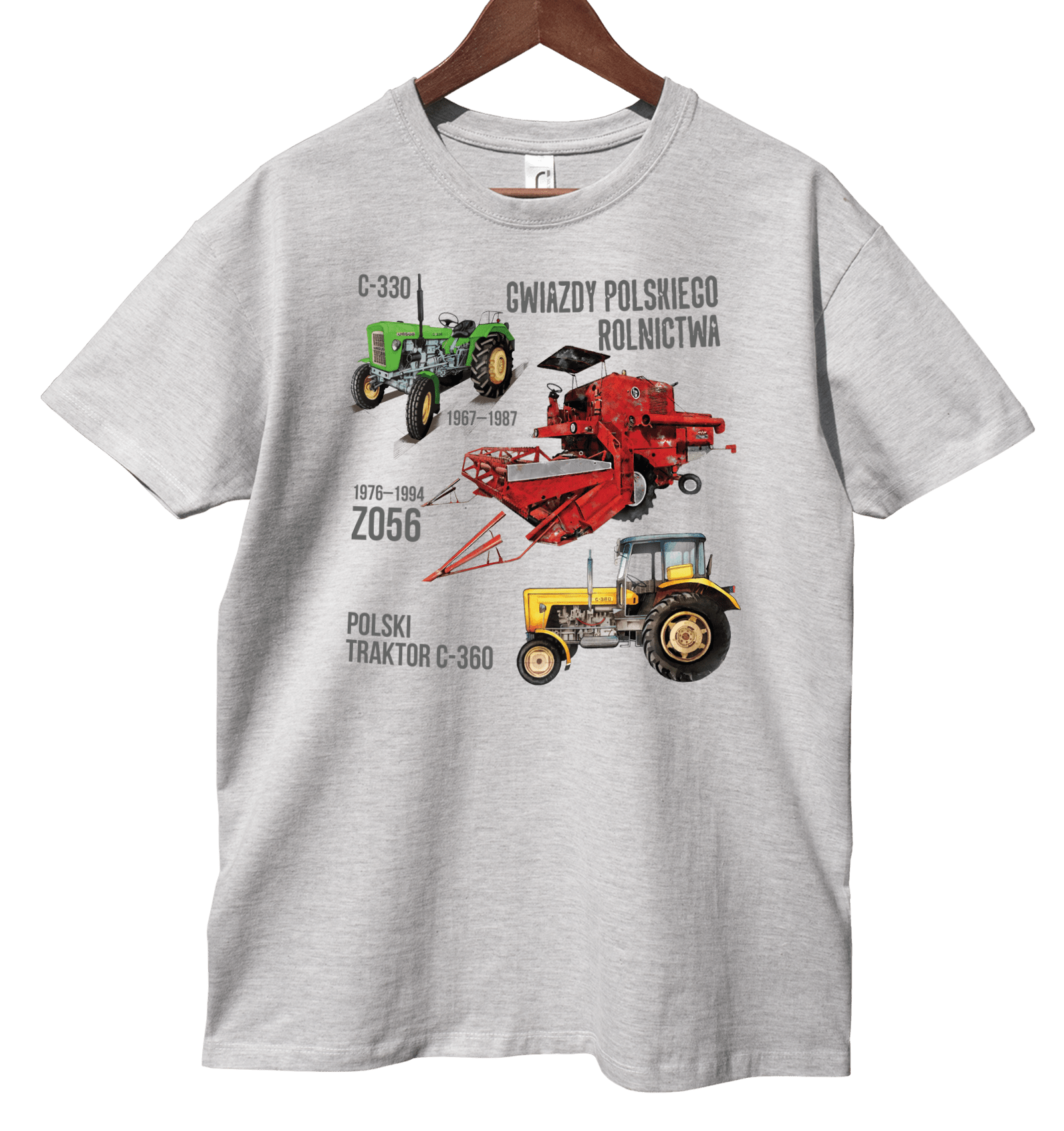 Koszulka dla rolnika (Kolor koszulki: jasnoszary melanż; Rozmiar: 4XL (męska); Rodzaj nadruku: ROLMIX)