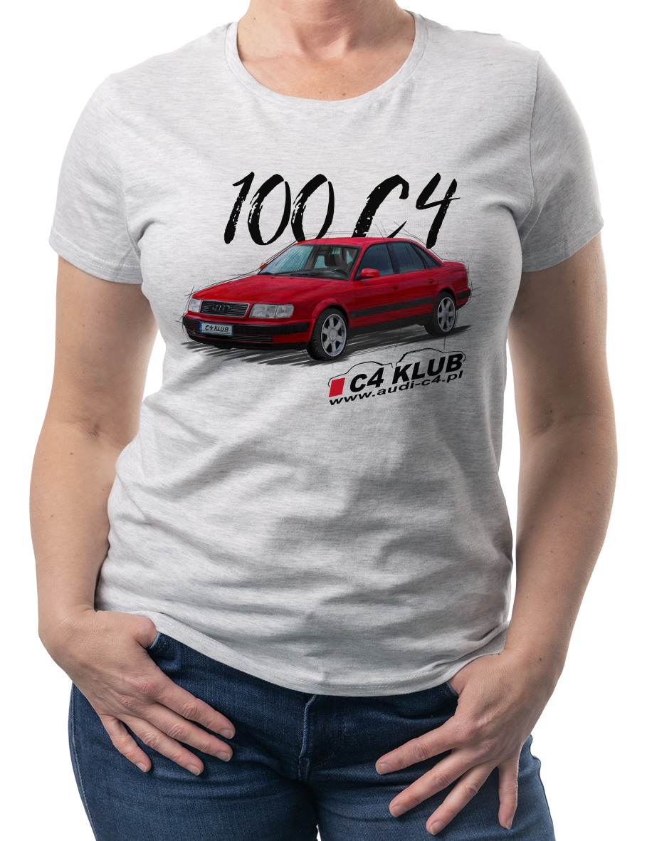 Audi C4 Zlot — koszulka (Kolor koszulki: jasnoszary melanż; Rozmiar: 3XL (damska); Rodzaj nadruku: Audi C4)