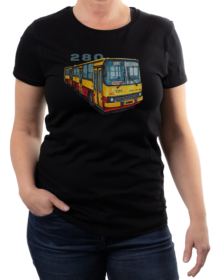 Ikarus 280 — koszulka (Kolor koszulki: czarny; Rozmiar: XXL (damska); Rodzaj nadruku: Ikarus 280)