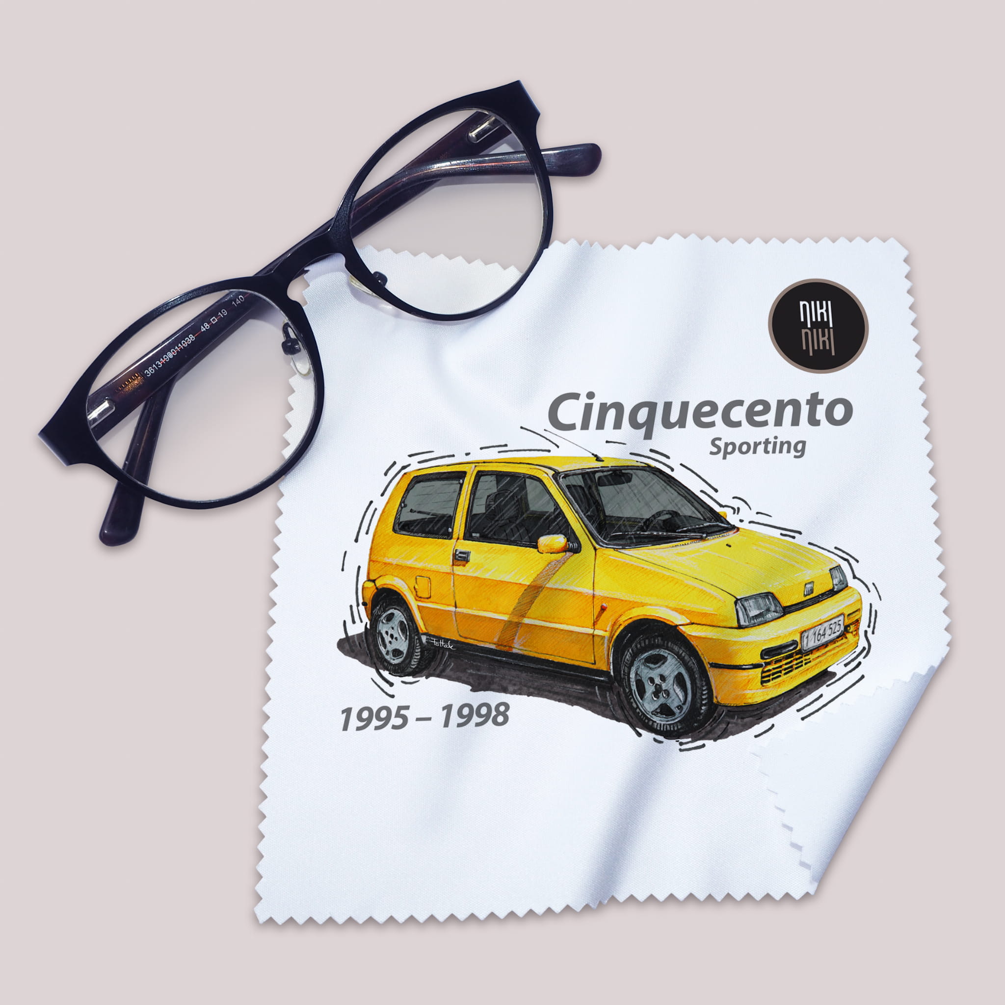 Cinquecento — ściereczka (Kolor nadruku: żółty; Rodzaj nadruku: Cinquecento)